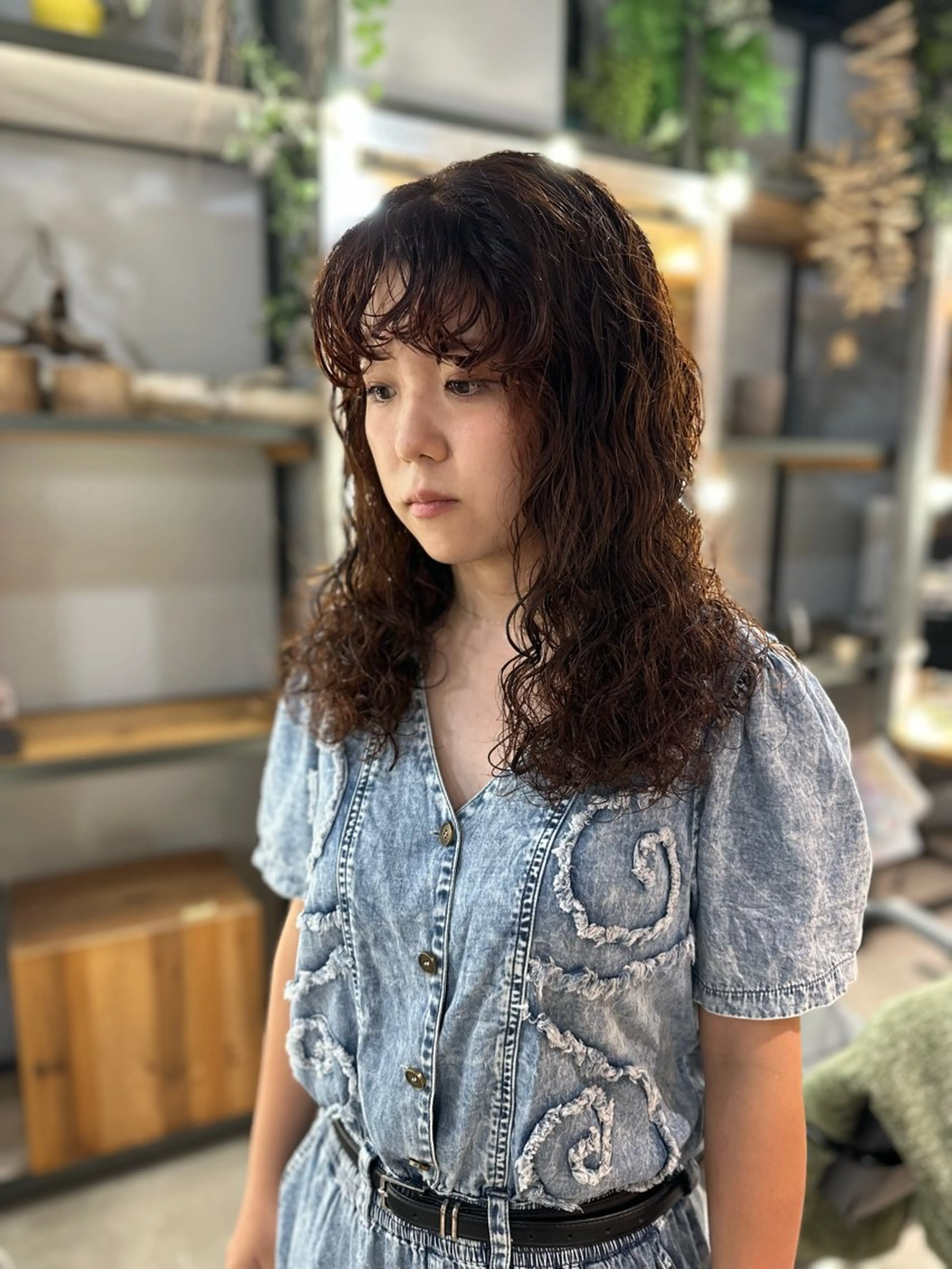 ロング カラー パーマ ブラウンカラー オレンジ オレンジブラウン 溜 一太のヘアスタイル