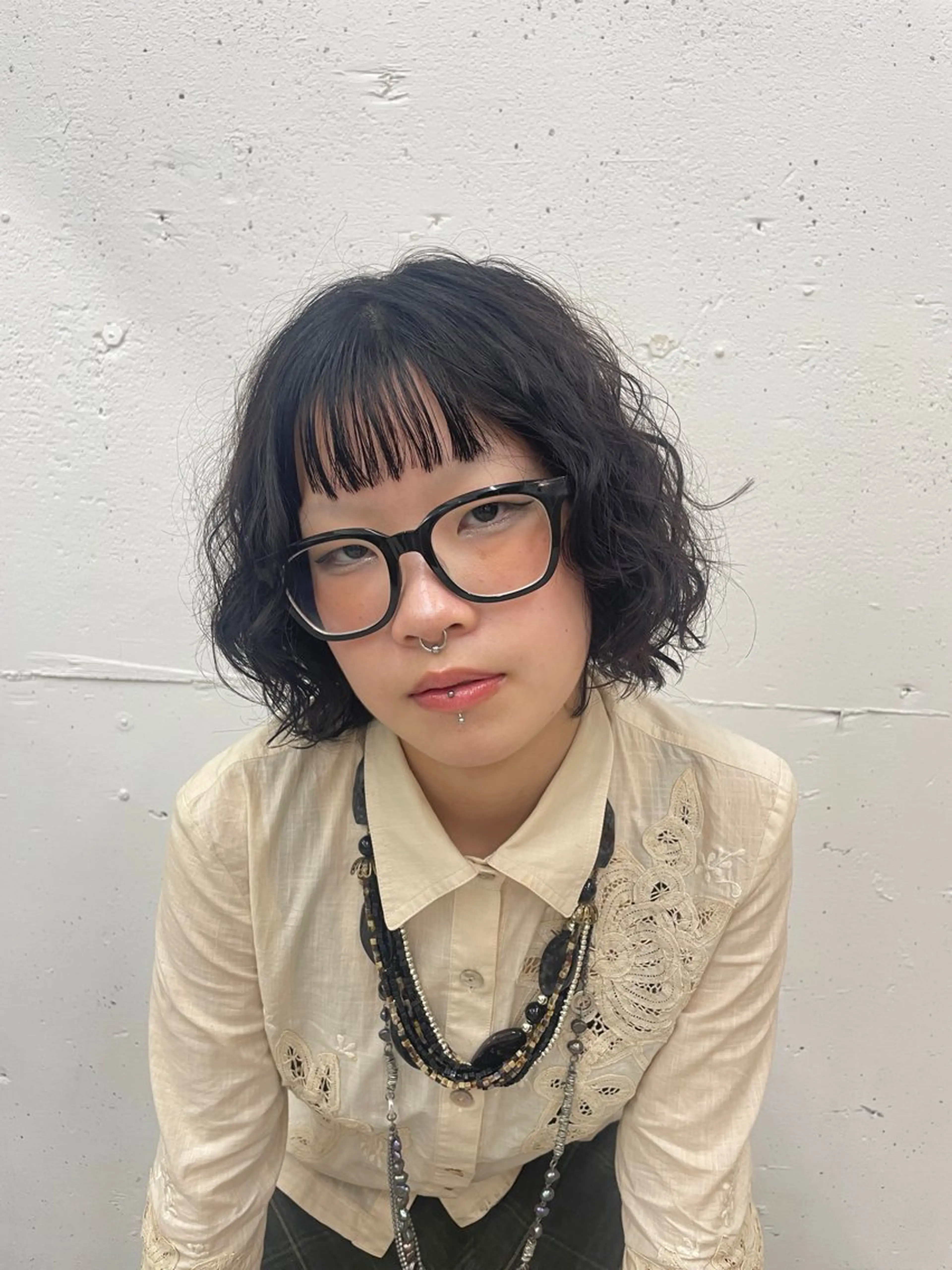 ショート パーマ ボブ オン眉 カット パーマ suzu 🤍 【 grace 】のヘアスタイル