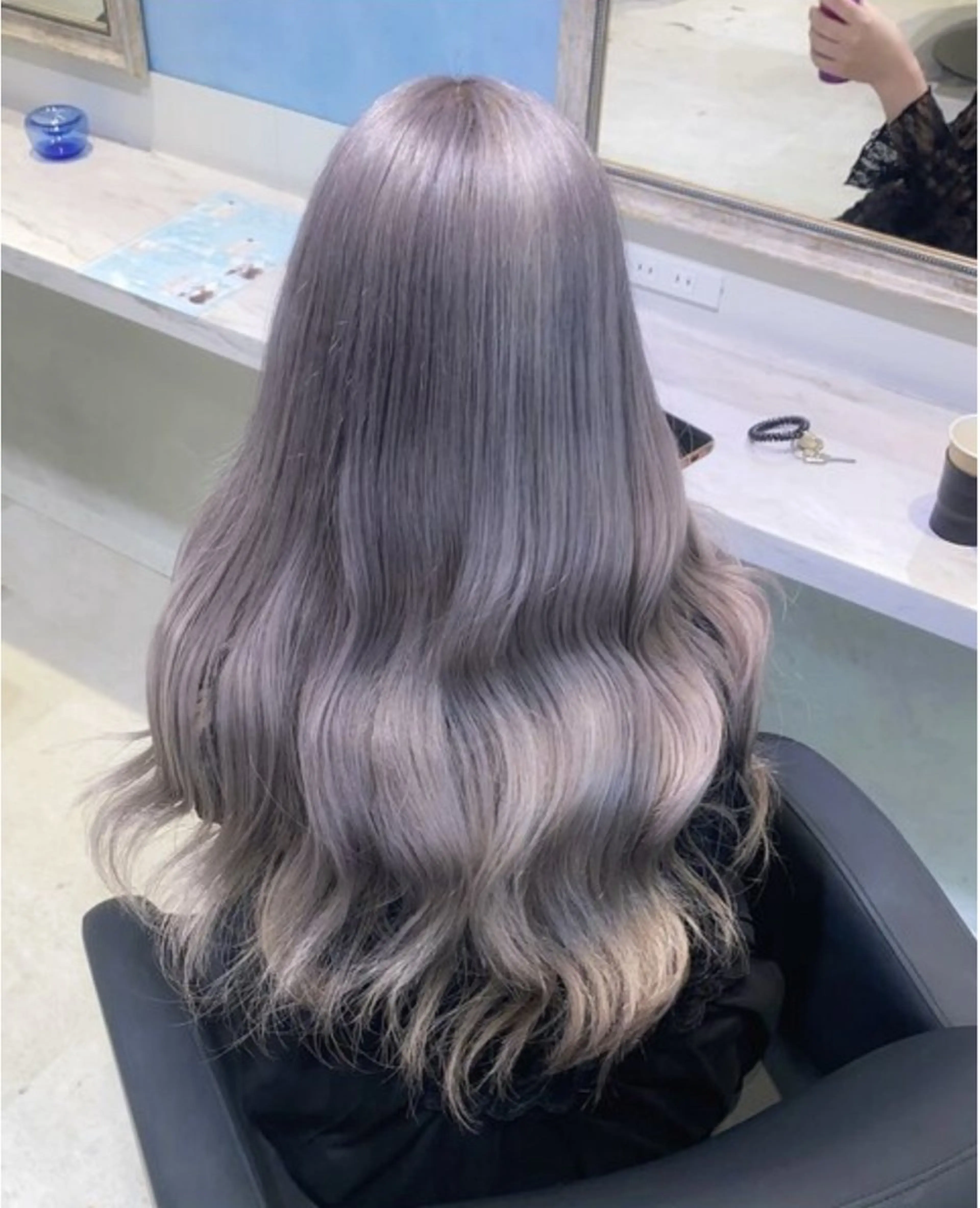 ロング カラー ブリーチ ラベンダーカラー ヨシンモリ 韓国風ヘア ロング 🦋ブリーチ/カラー 専門Aya💖のヘアスタイル