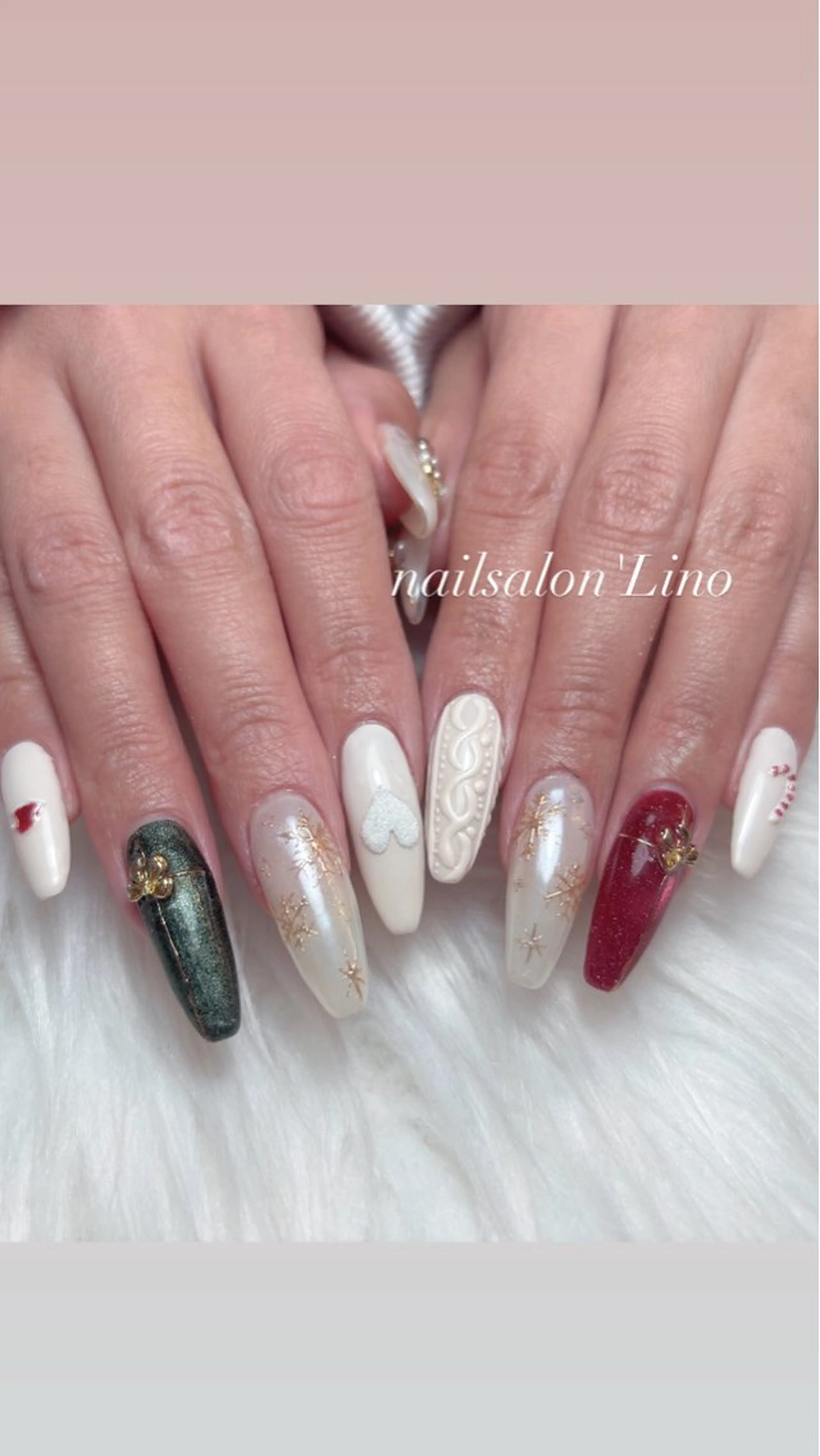 ネイル 冬ネイル クリスマス Lino𓂃⟡.· Chizuruのネイルデザイン
