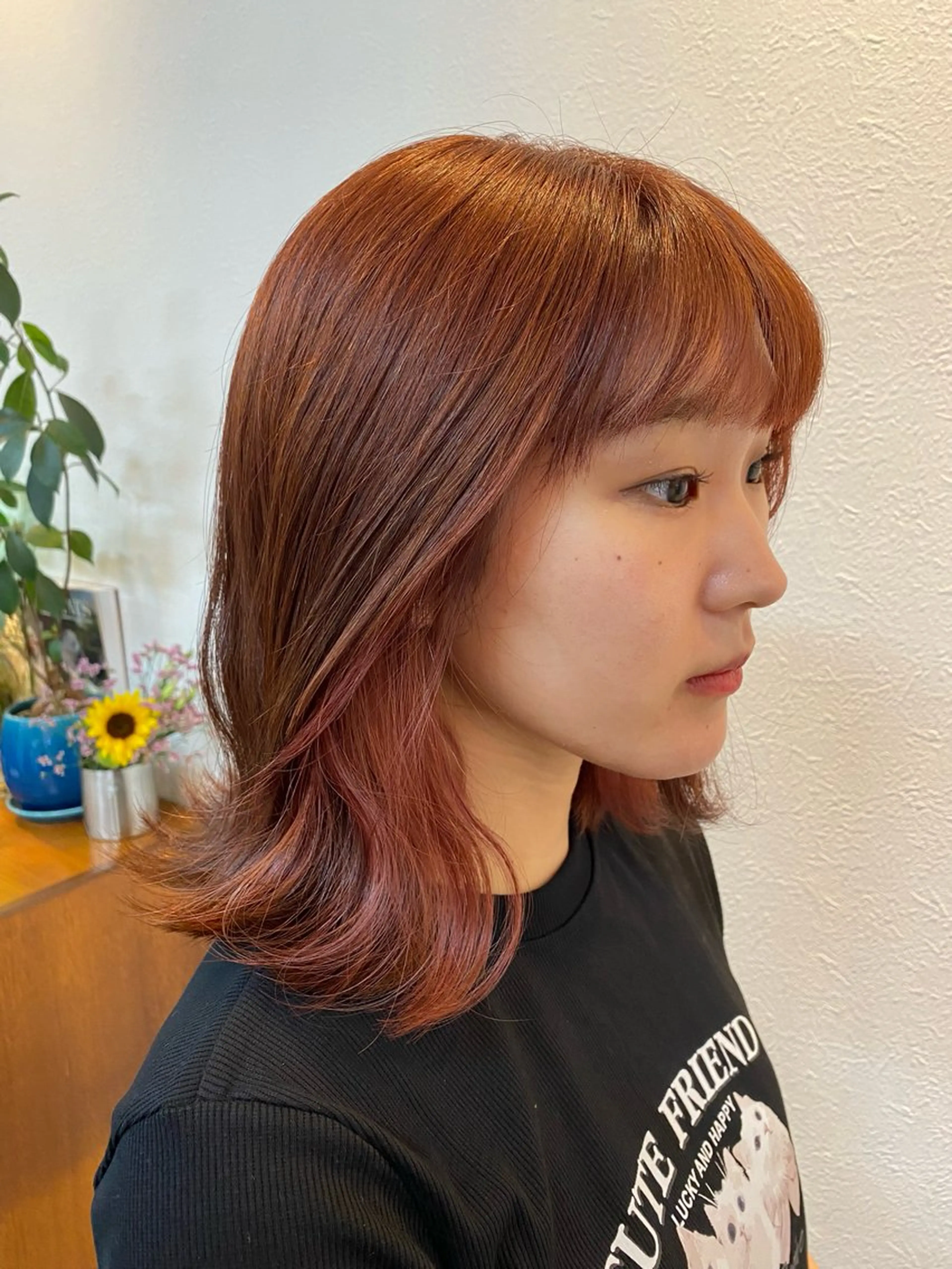 ミディアム カラー ブリーチ カット ヘアカラー トリートメント ✨髪質改善／艶カラー harunaのヘアスタイル