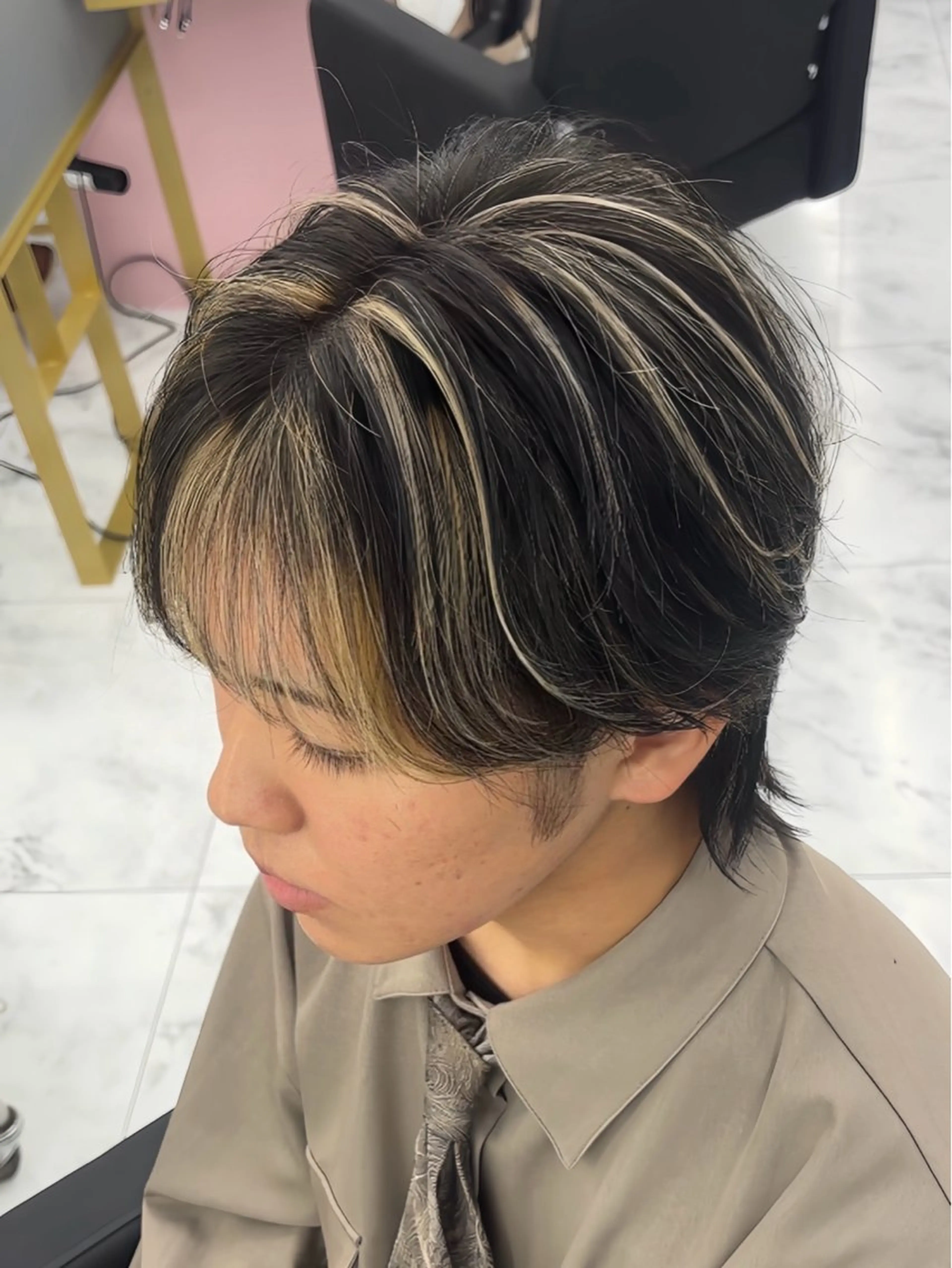 カラー メンズ カット ヘアカラー メンズ/メッシュ ‪‪/セット/aoiのヘアスタイル