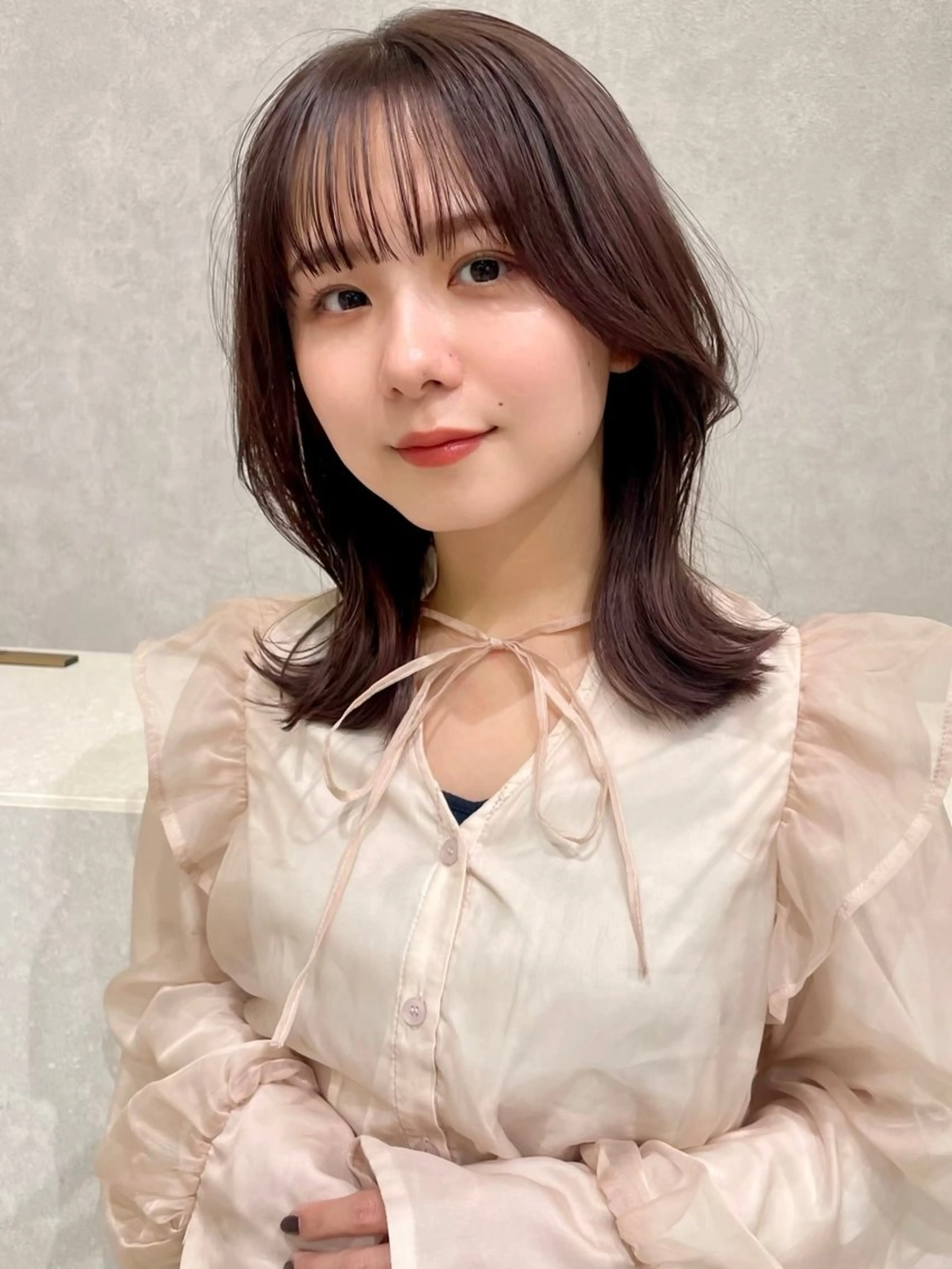 セミロング カラー ヘアアレンジ 顔周りカット 韓国風ヘア レイヤーカット 小顔カット カット ヘアカラー ✨レイヤー/ 透明感カラー✨冨永剛のヘアスタイル