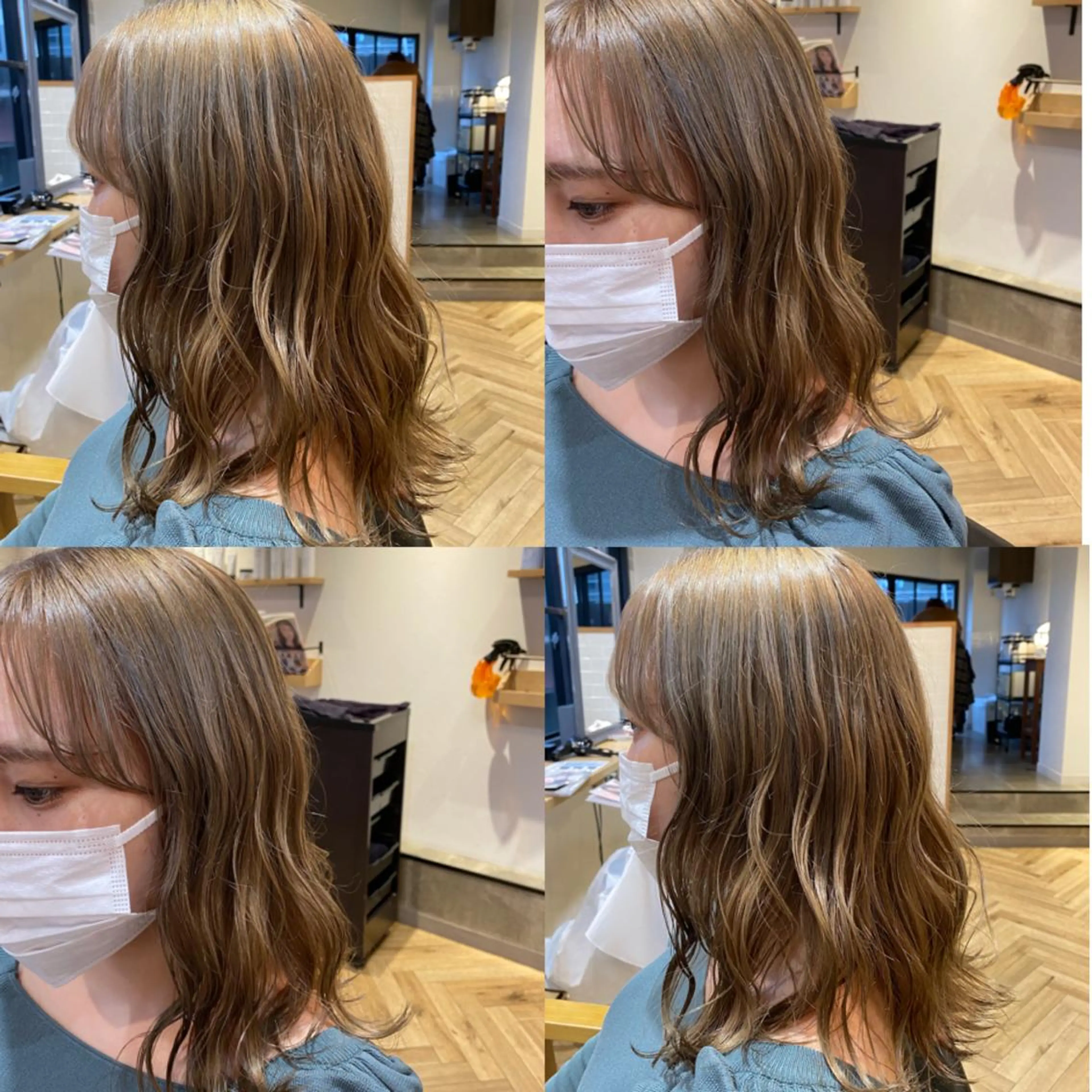 セミロング カラー グレージュ 艶カラー/韓国顔周り 🎀mamiのヘアスタイル