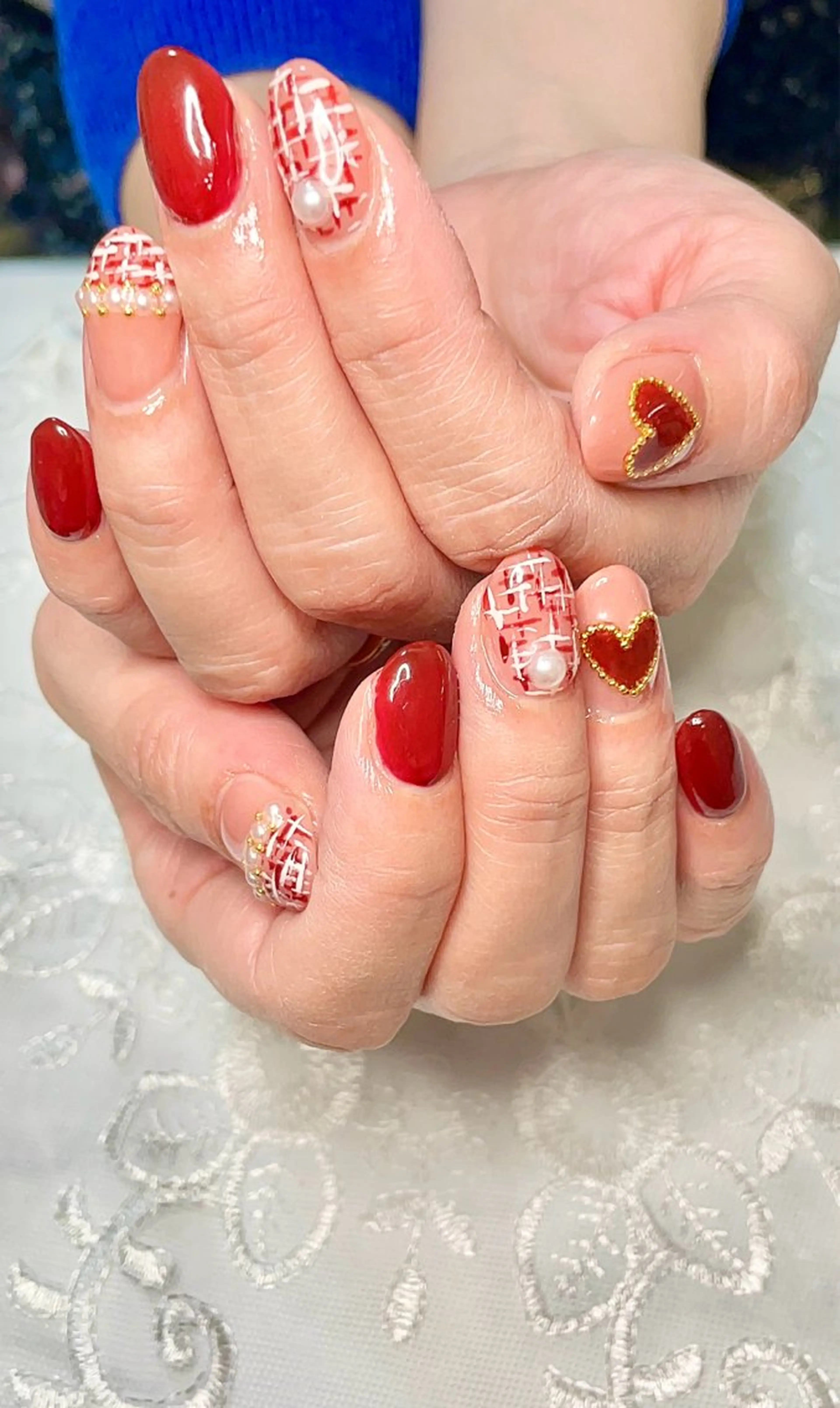 ネイル ツイードネイル バレンタイン Nail Salon Repos【ルポ】のネイルデザイン