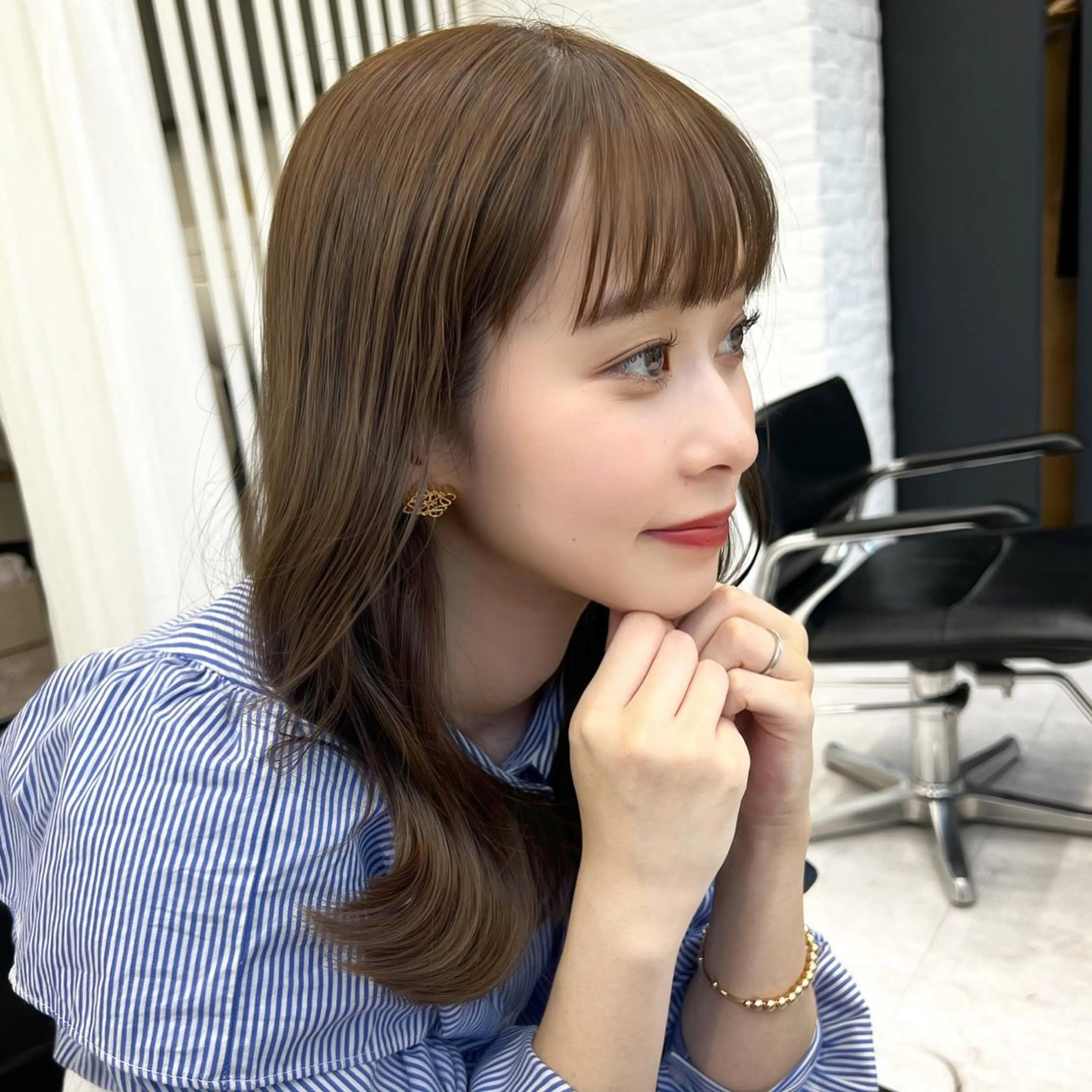 セミロング カラー 韓国ヘア♡ 顔まわりカットayaのヘアスタイル
