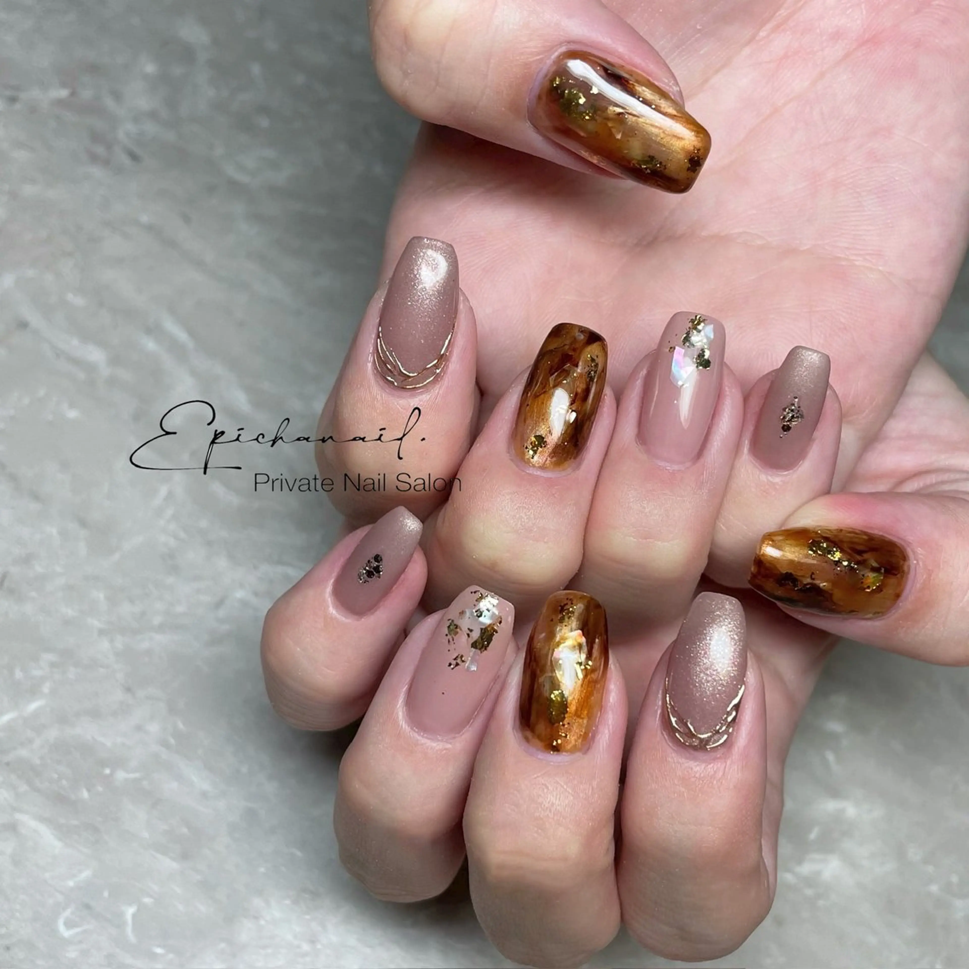 ネイル べっ甲ネイル EPICHA NAILのネイルデザイン