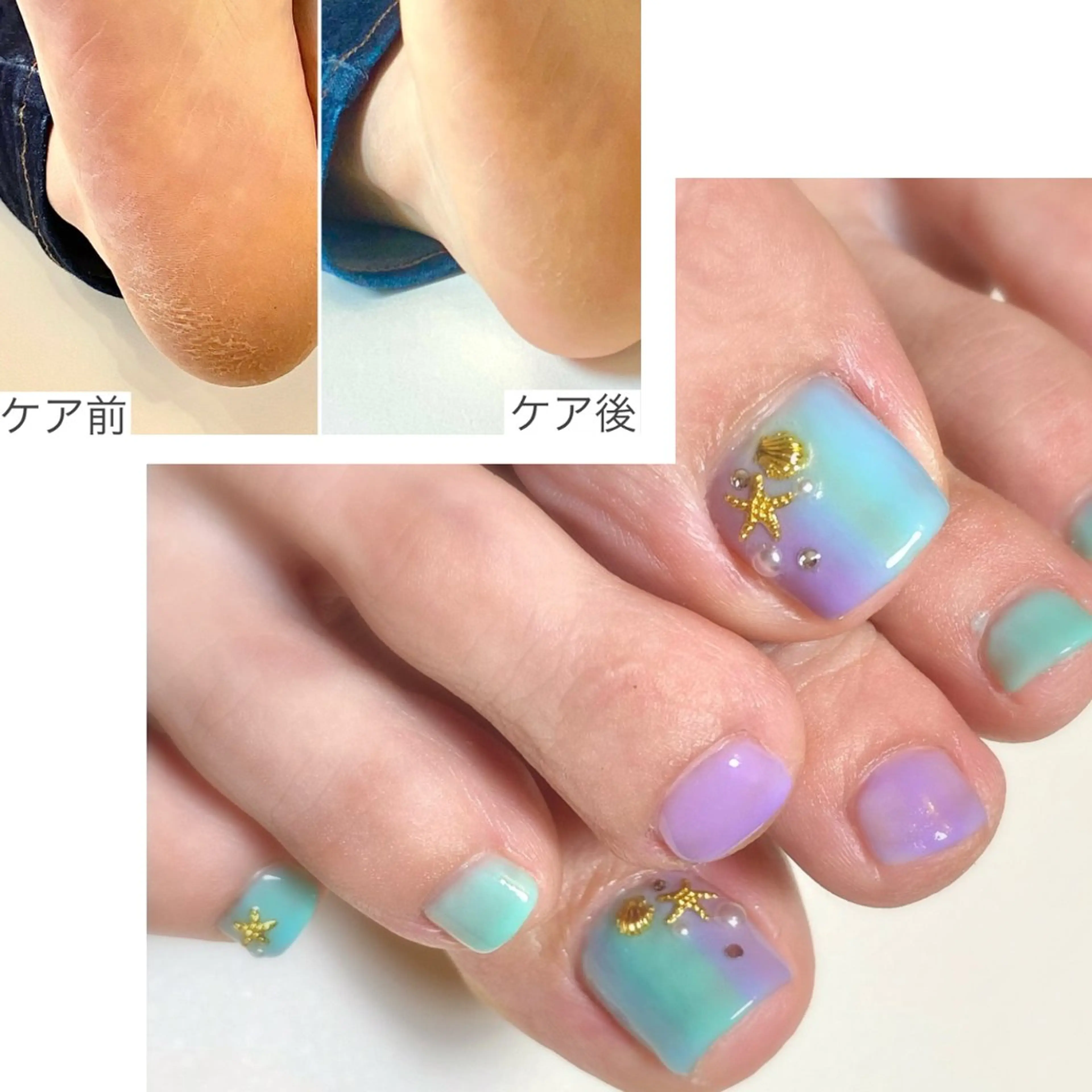 初回オフ無料！足裏つるつるケア付き♡定額デザインコース（マグネットネイルやミラーネイルもできます）の写真