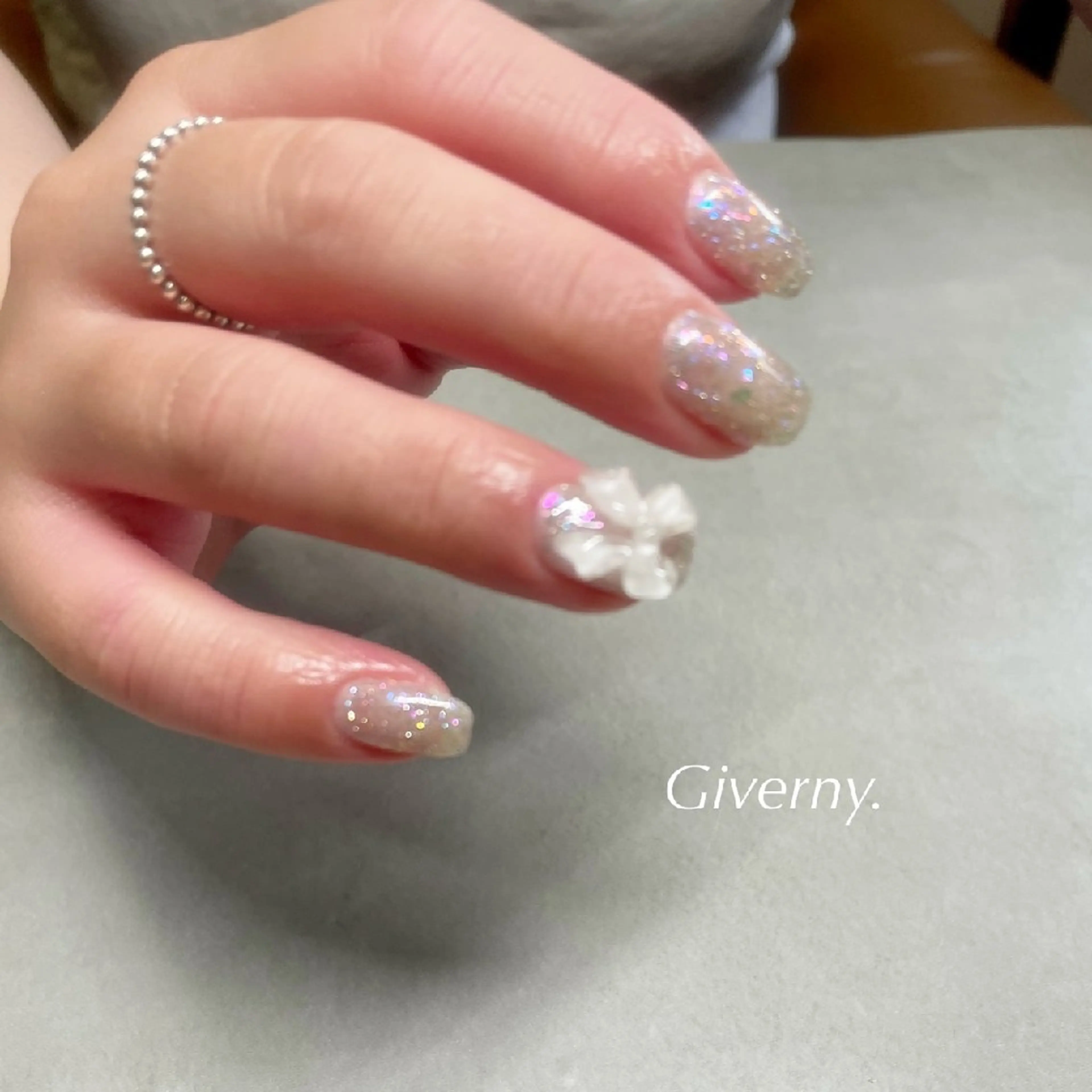 ネイル フラッシュネイル リボン 夏ネイル ハンドネイル Giverny .のネイルデザイン