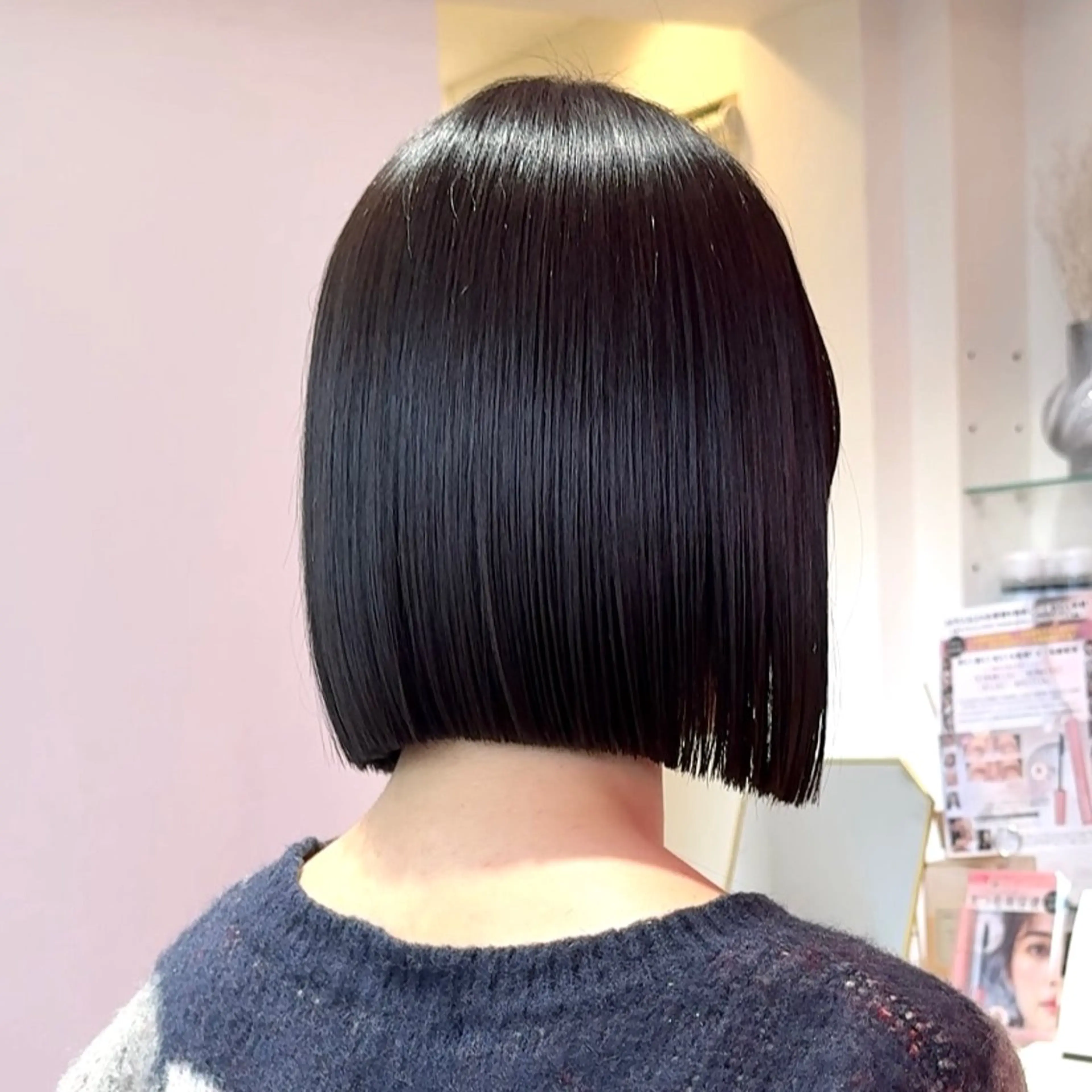 ミディアム カラー カット ヘアカラー 縮毛矯正 トリートメント 山崎/ボブ縮毛矯正 レイヤー髪質改善のヘアスタイル