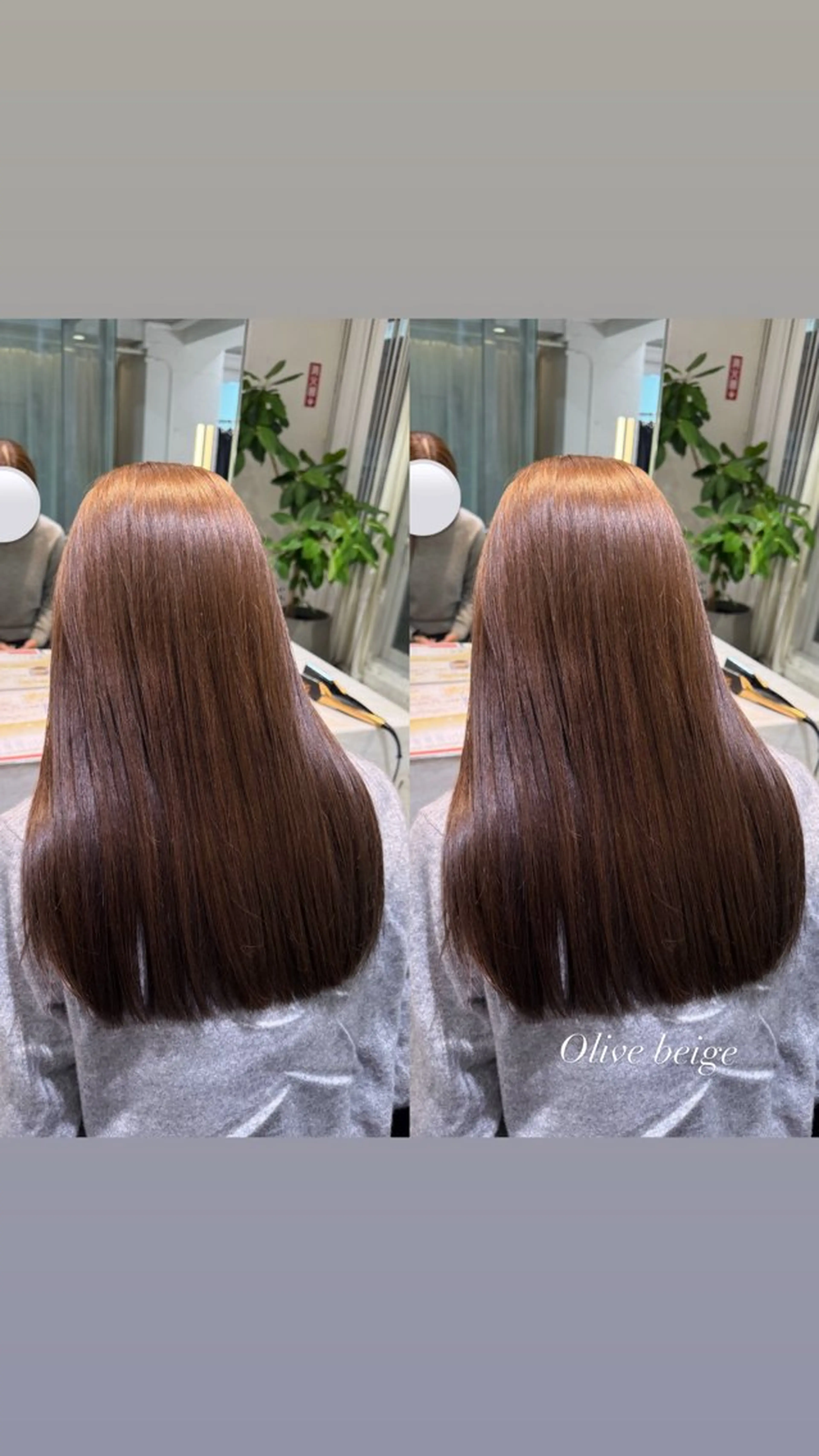 セミロング カラー ベージュカラー オリーブベージュ 髪質改善 トリートメント ヘアカラー トリートメント 艶カラー/ ストレート/くるみのヘアスタイル