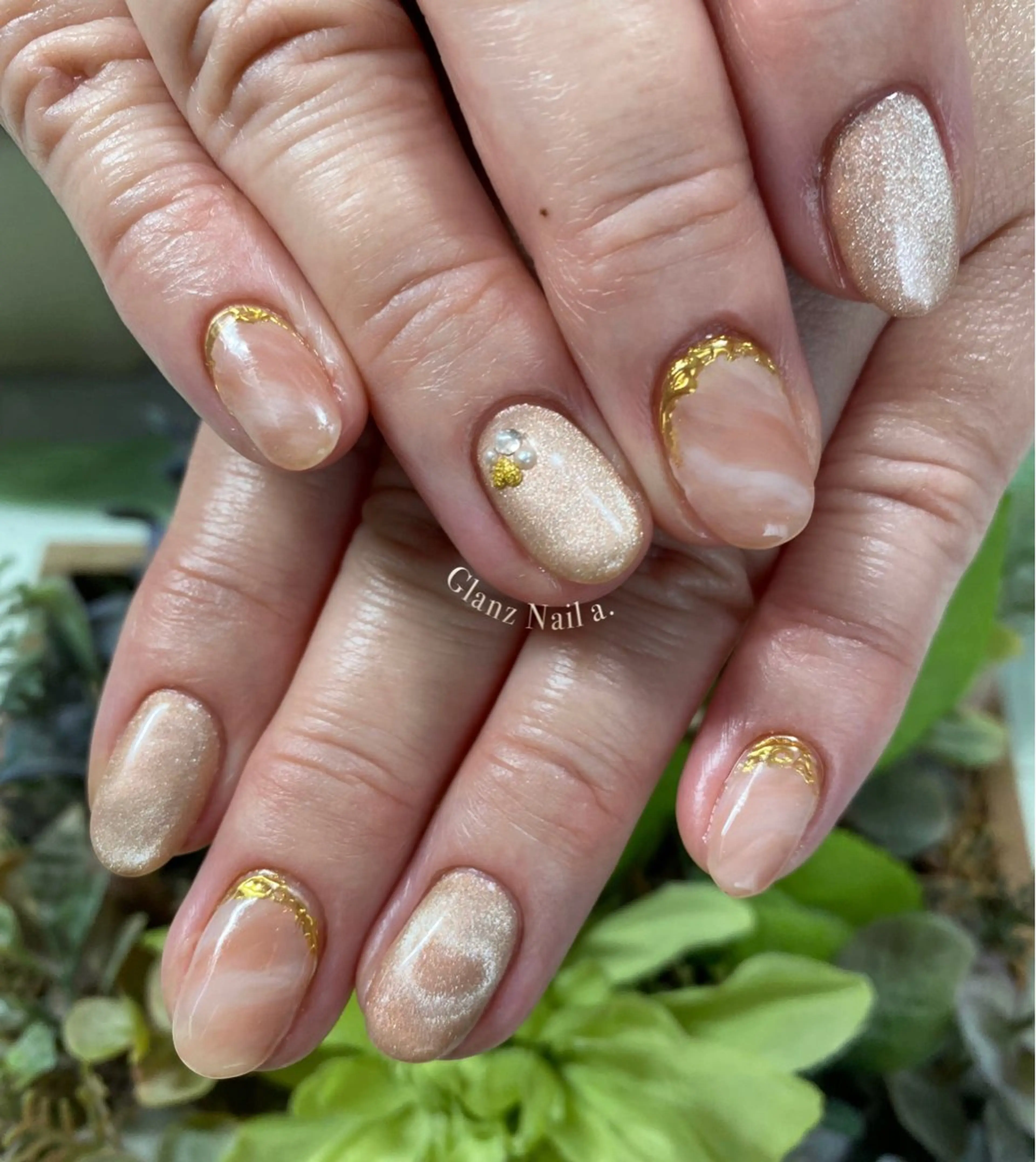 ネイル ハート マグネットネイル Glanz  Nail aのネイルデザイン