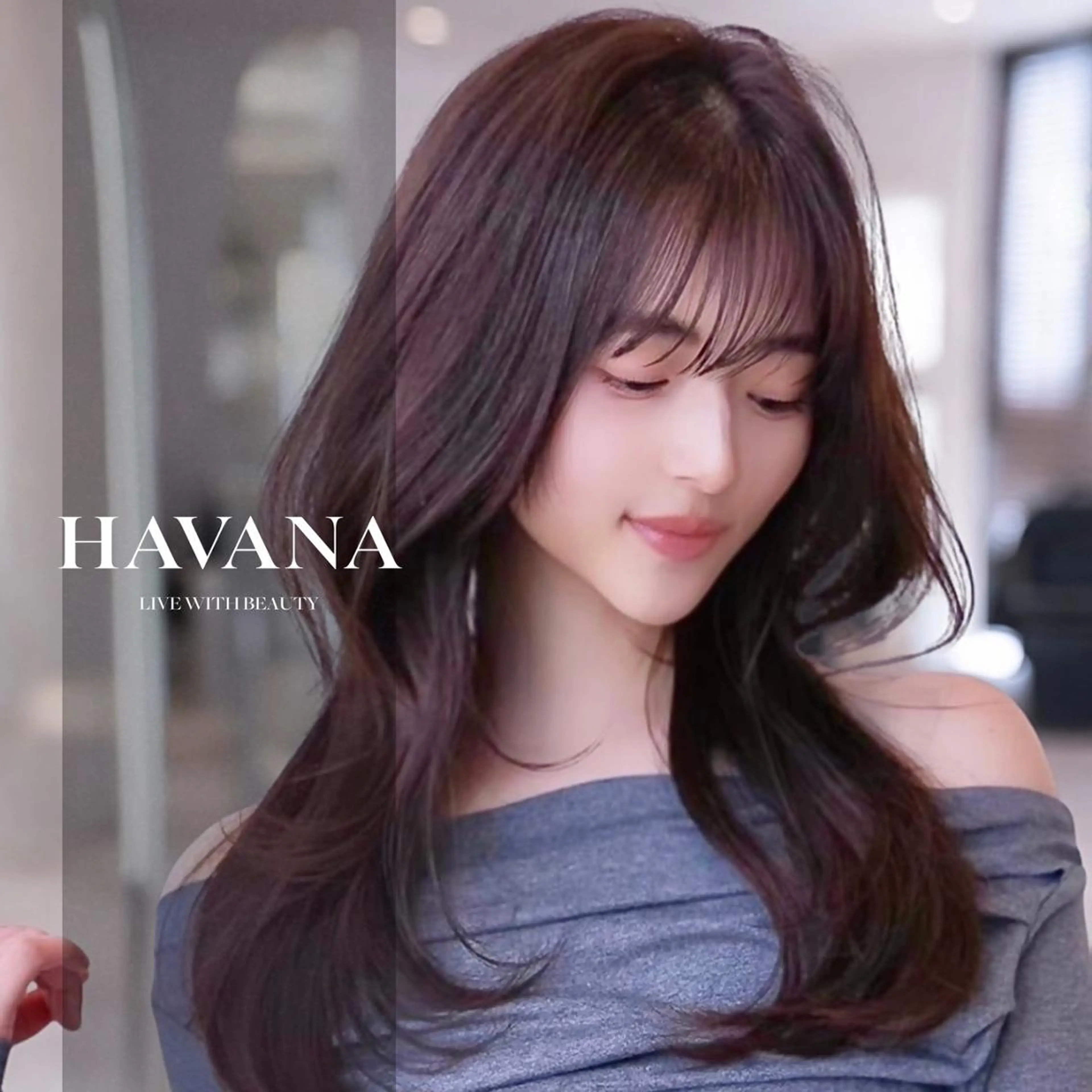 カラー セミロング カット ヘアカラー トリートメント １HAVANA.渋谷 【レイヤー/韓国】のヘアスタイル