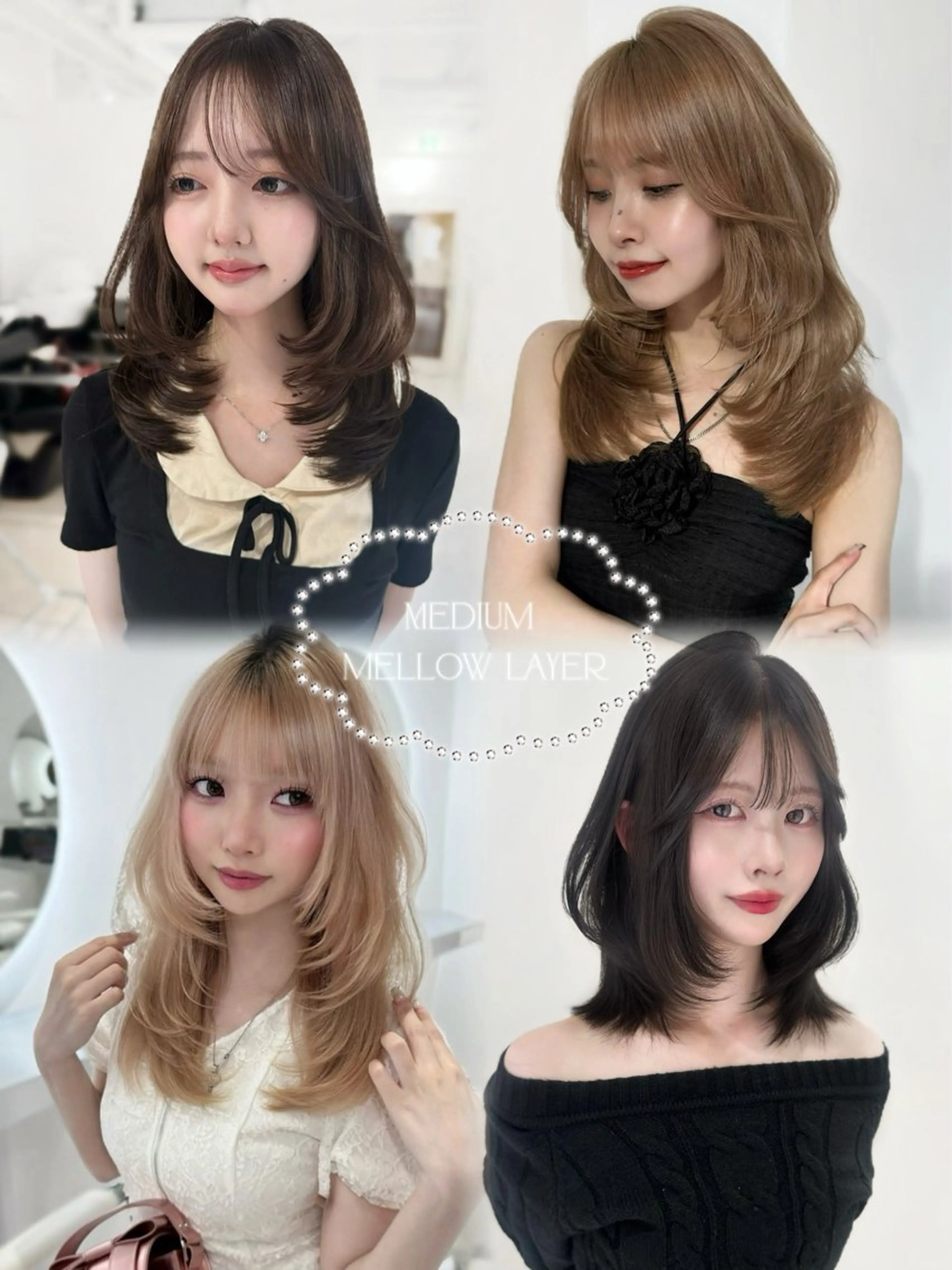 ミディアム カラー ハイトーンカラー レイヤーカット 上野/韓国hair 🤍MOEKA🤍のヘアスタイル