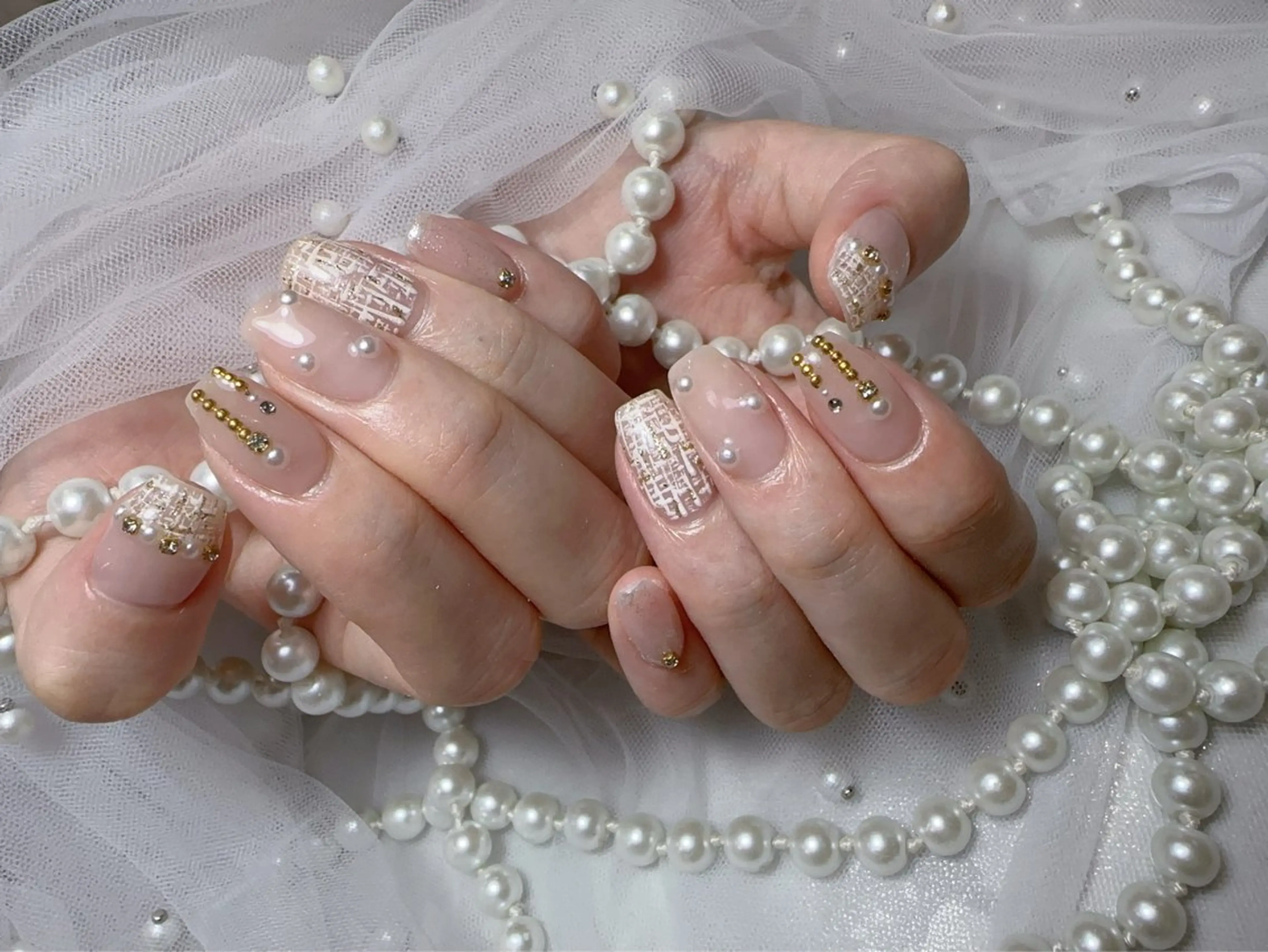 ネイル アートネイル フラッシュネイル フレンチネイル ジェルネイル ガラスフレンチ You&Me Miyuのネイルデザイン