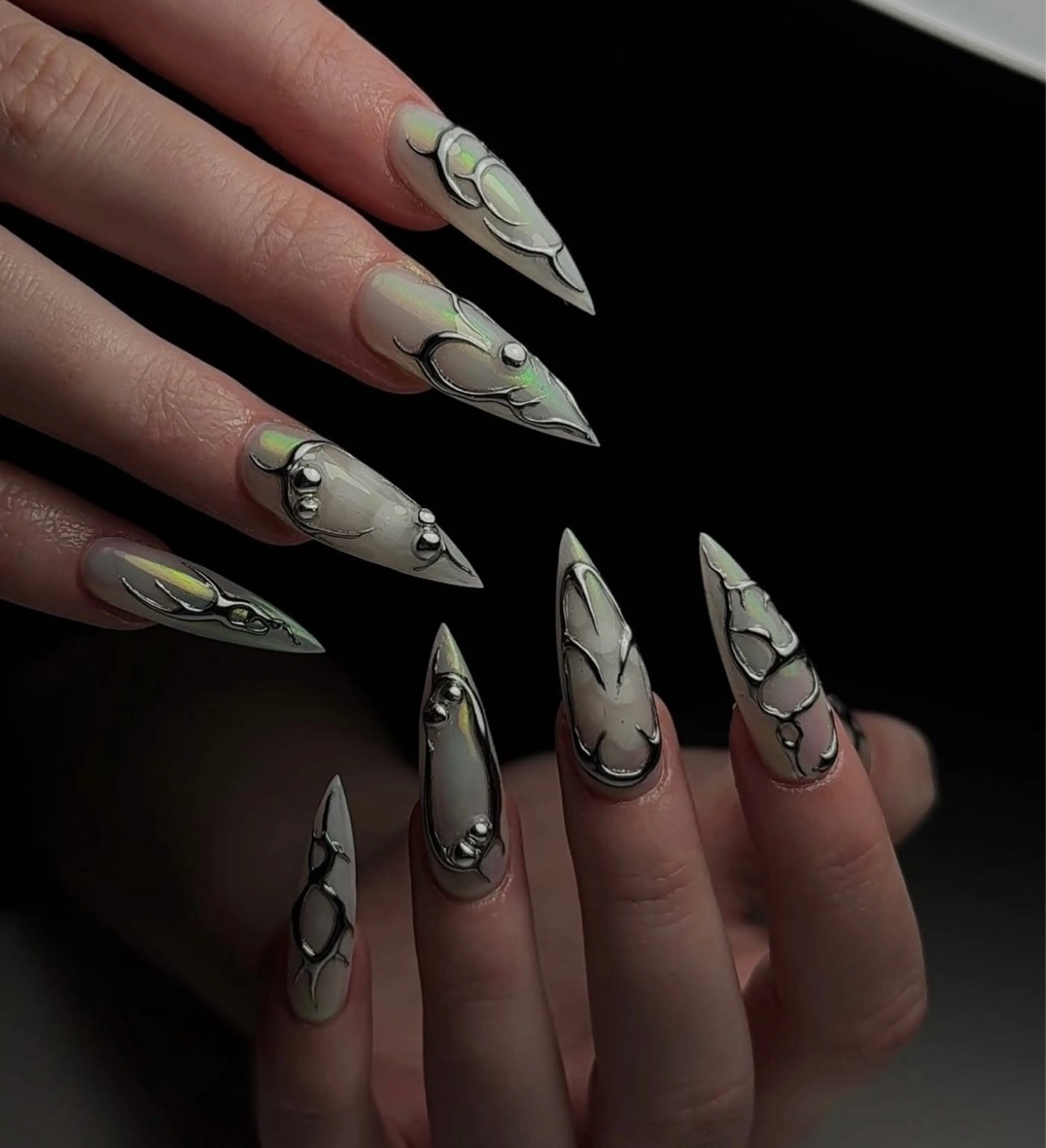 ネイル アートネイル ジェルネイル キラキラネイル ミラーネイル ニュアンスネイル ハンドネイル Ryu Nail Studio所属・Ryu nail studioのネイルデザイン