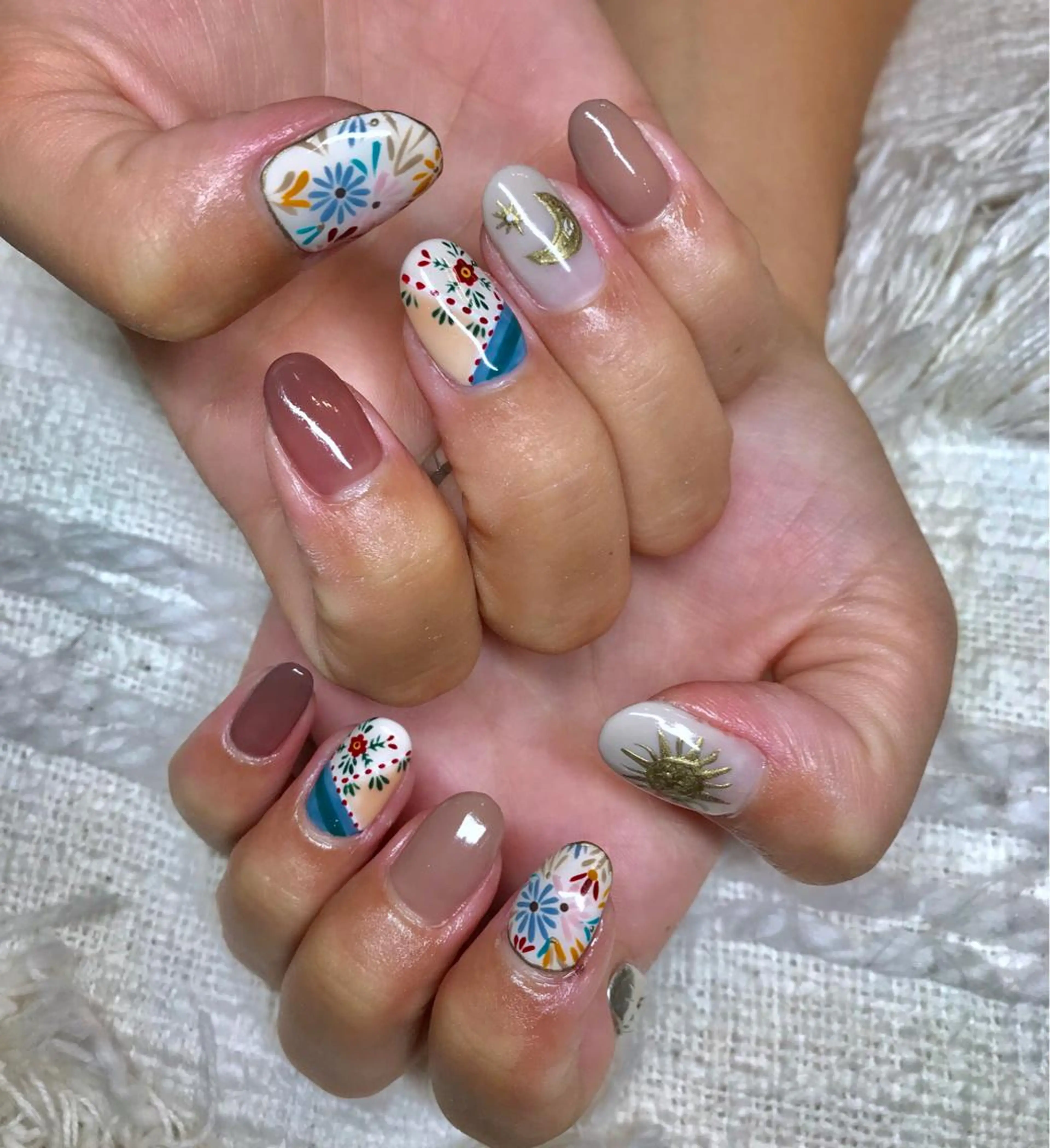 ショート ネイル ブラウン nail&eye Aoのマツエク・マツパデザイン