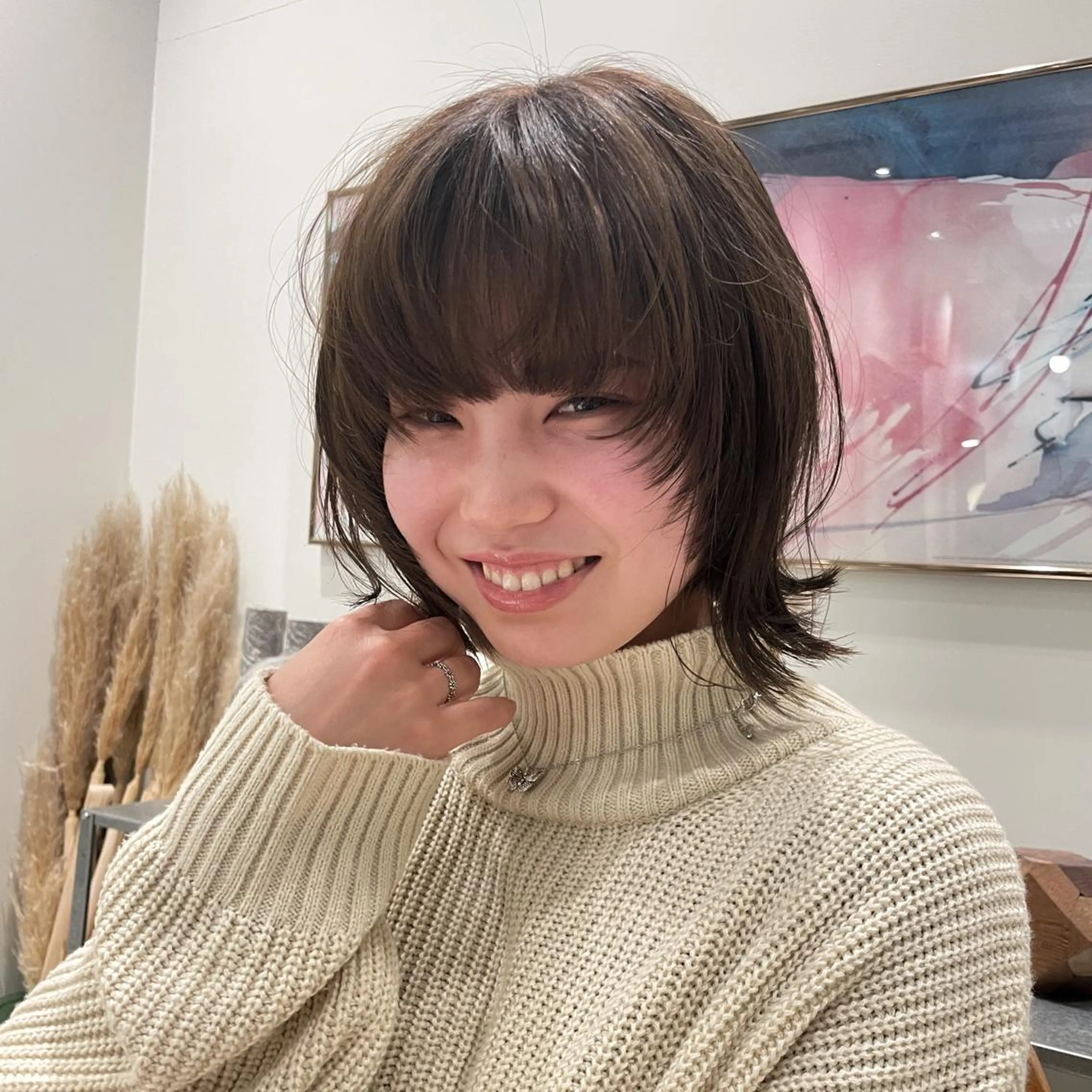 ミディアム カラー ヘアカラー 林 千聖のヘアスタイル