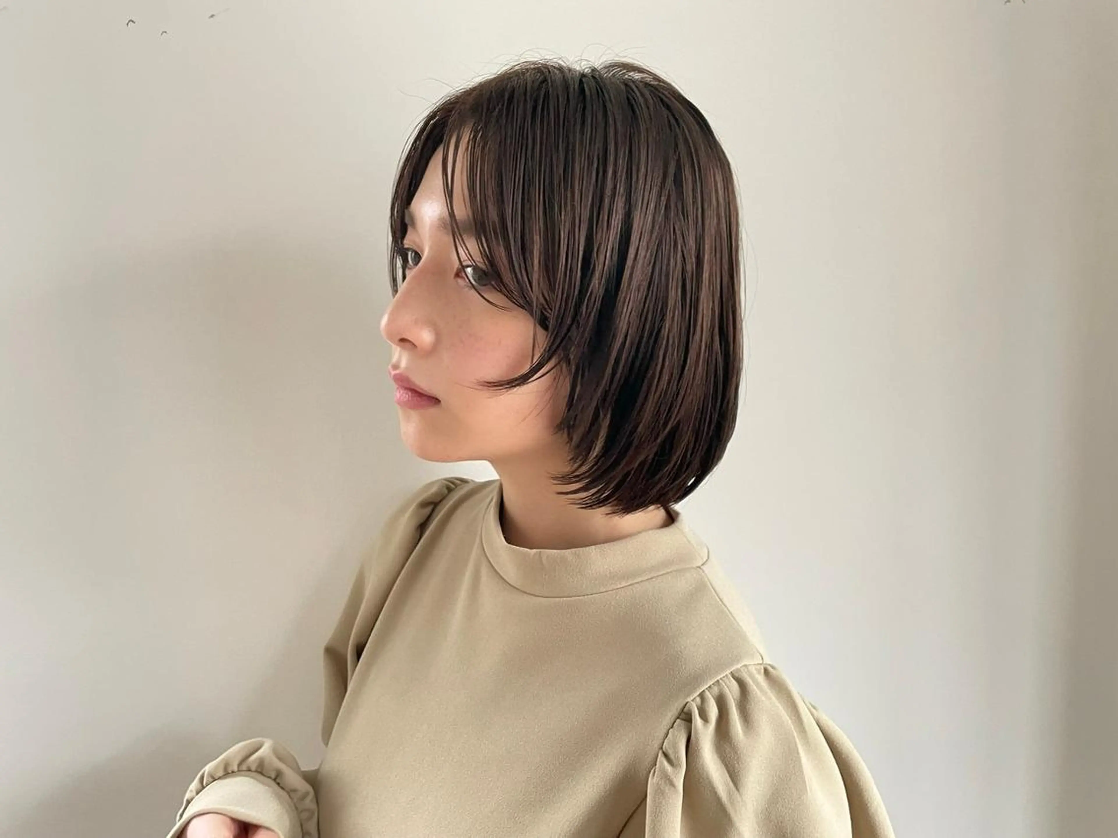 ショート ショートボブ ボブ エギョモリ 天使の羽バング・フェザーバング ハッシュカット カット ヘアカラー CEINE PATHのヘアスタイル