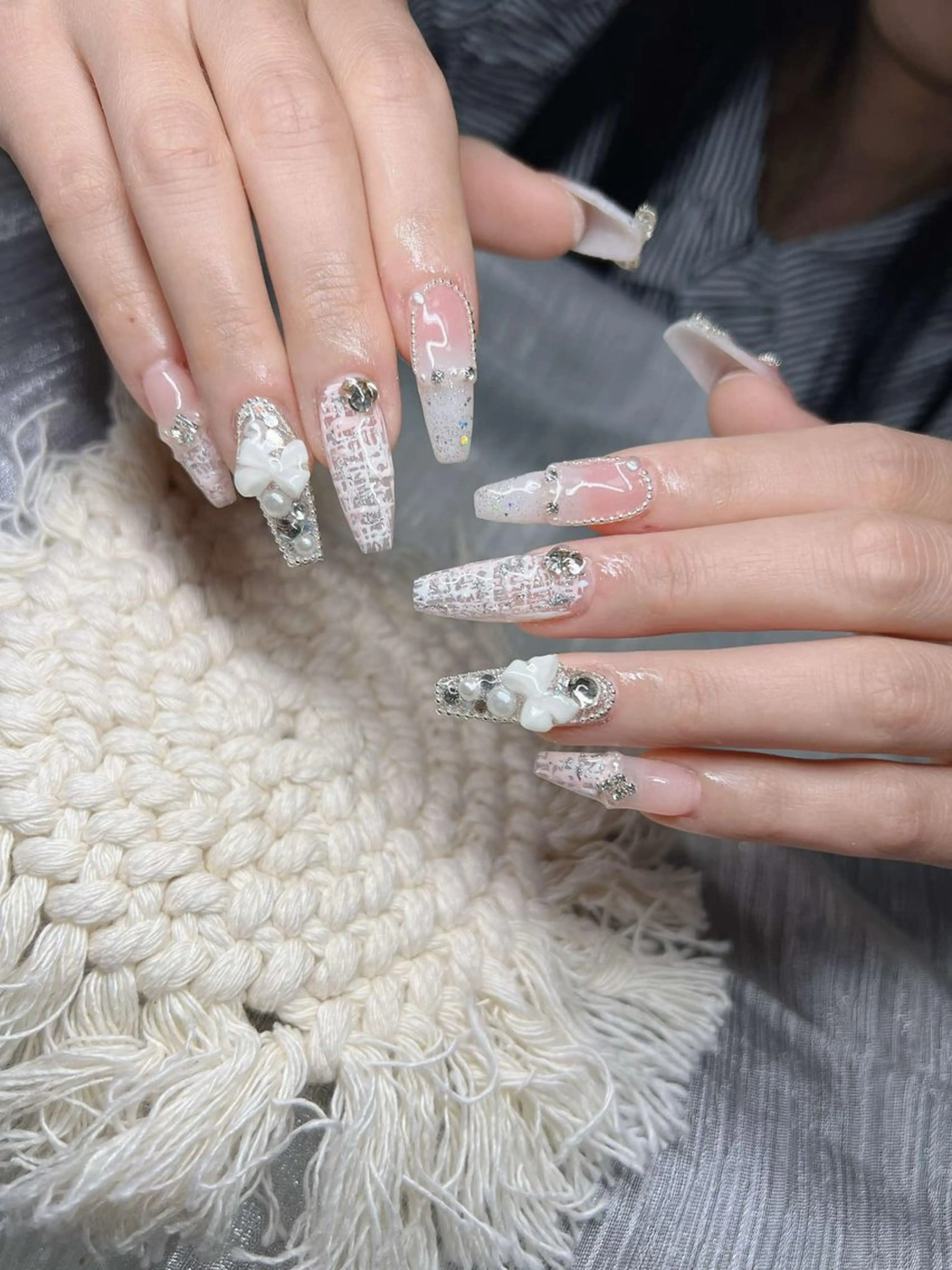 ネイル 長さ出し グラデーション キラキラネイル マグネットネイル ミラーネイル Lee Nails チップ長さだし専門店のネイルデザイン