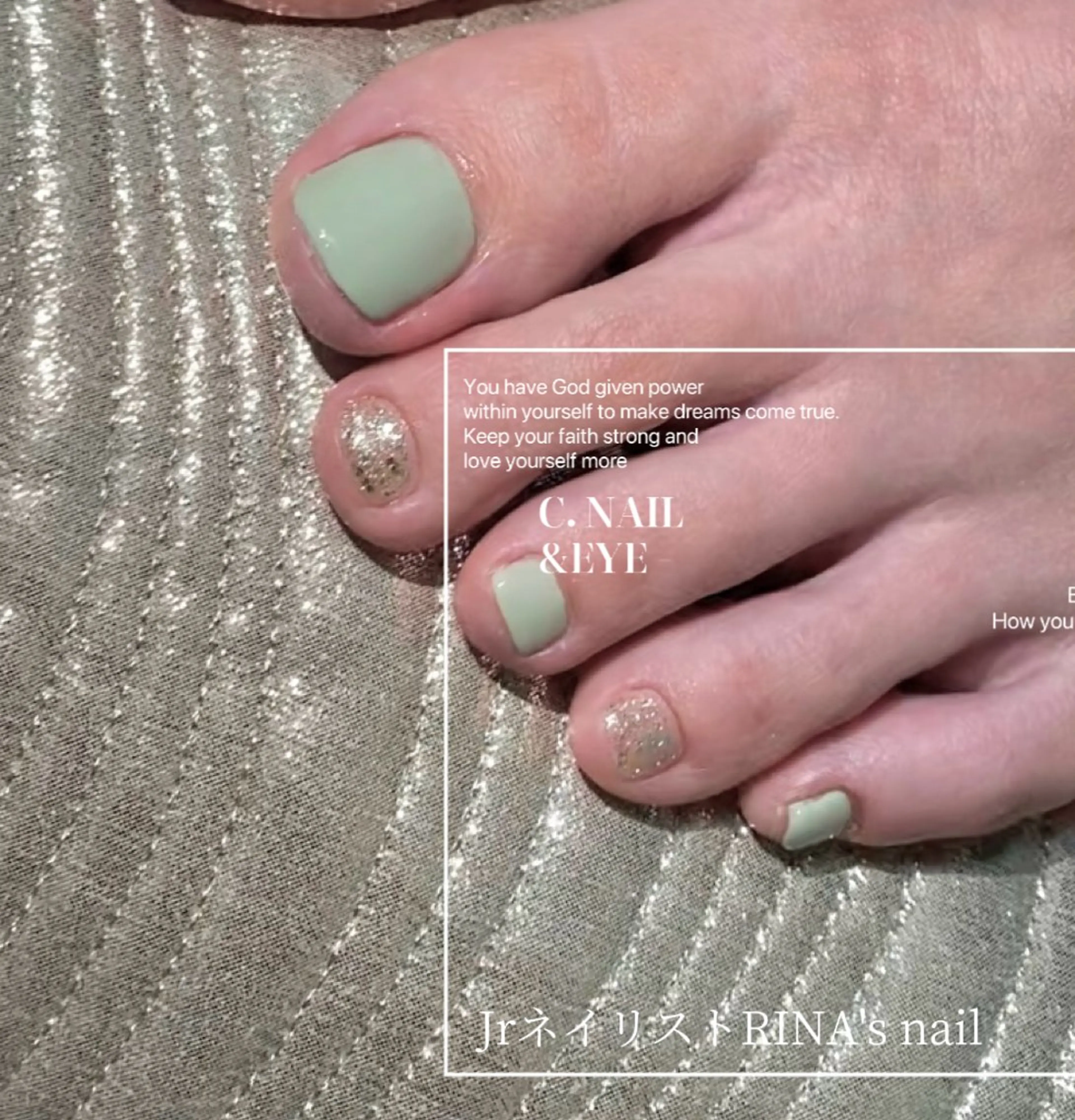 ネイル 入学式 フラッシュネイル フットネイル 卒業式 氷ネイル・うるうるネイル フットネイル C.Nail &Eye筑紫駅のネイルデザイン