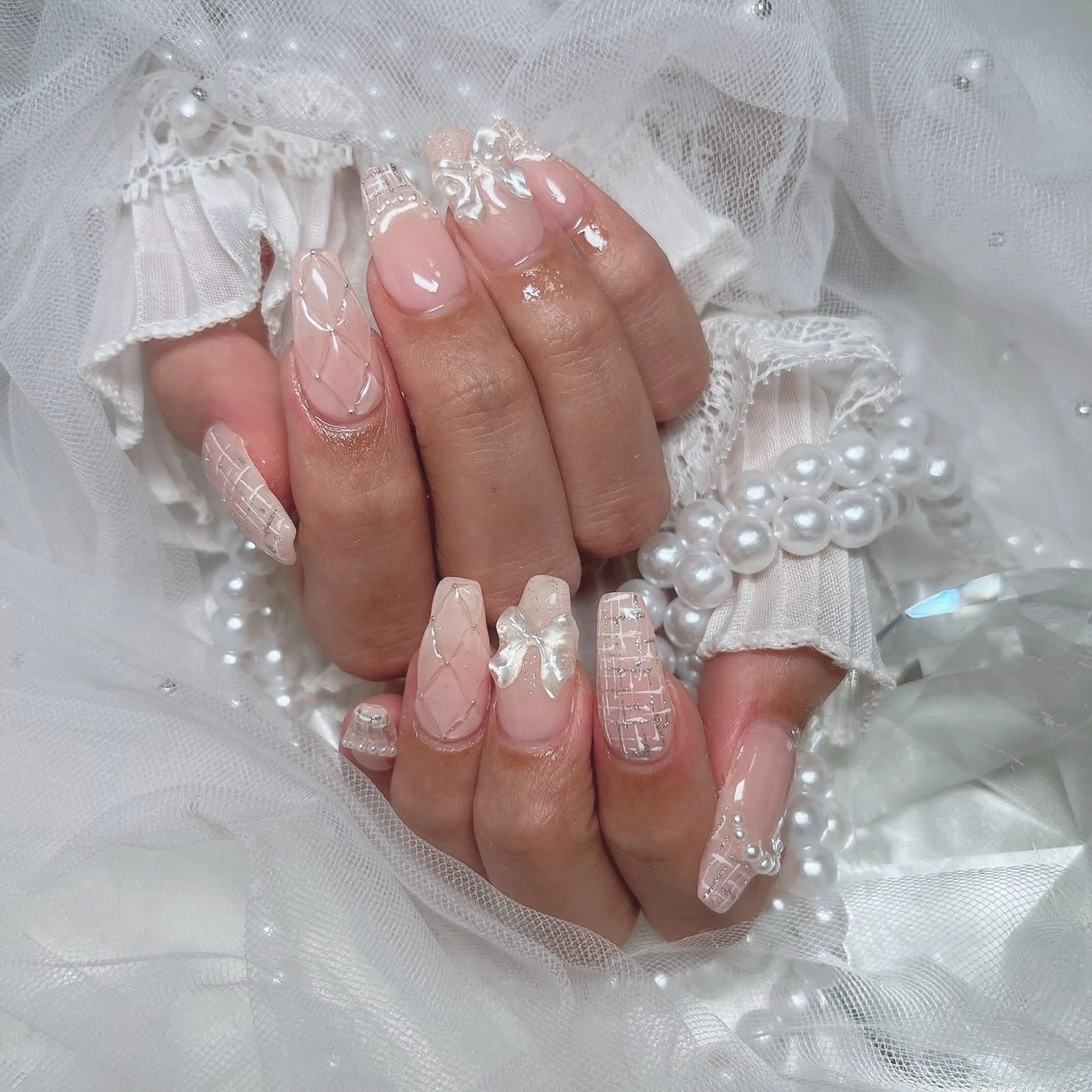 ネイル アートネイル ジェルネイル パラジェル ツイードネイル ハンドネイル Marin nailのネイルデザイン