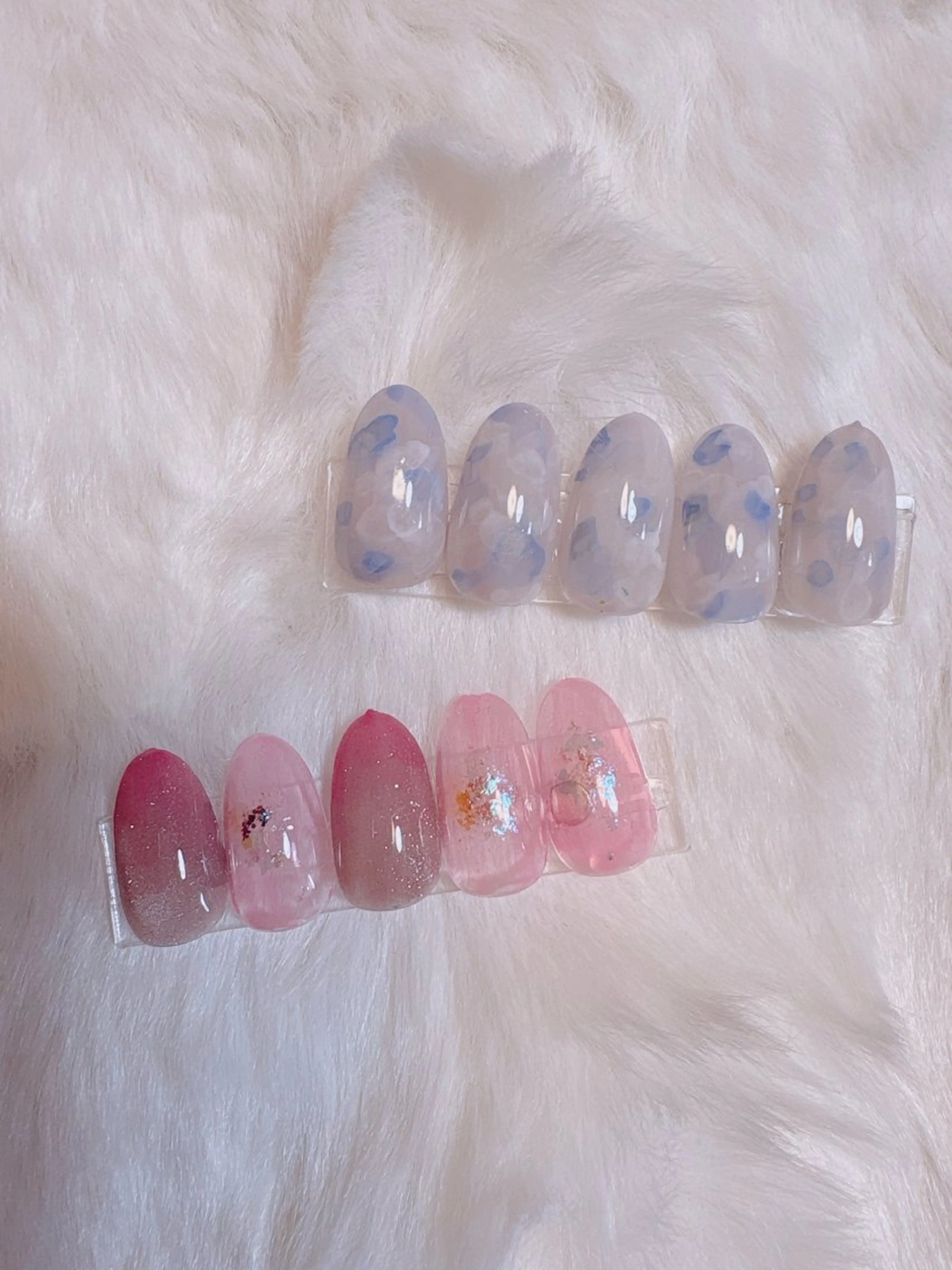 ネイル ブルー レース ピンク ストーンネイル nail room anのネイルデザイン
