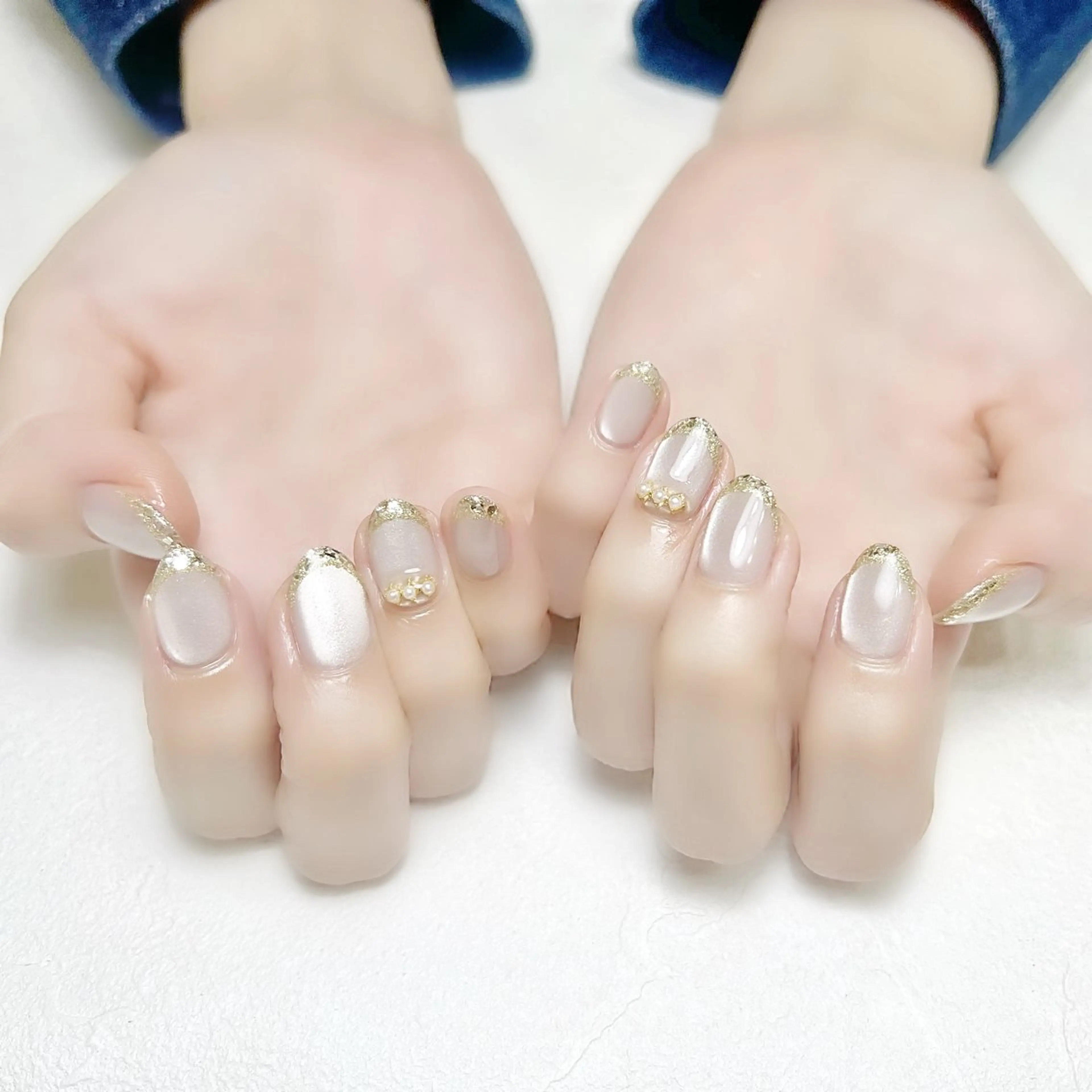 ネイル フレンチネイル ガラスフレンチ マグネットネイル オフィスネイル ワンカラーネイル rouse nail RISATOのネイルデザイン