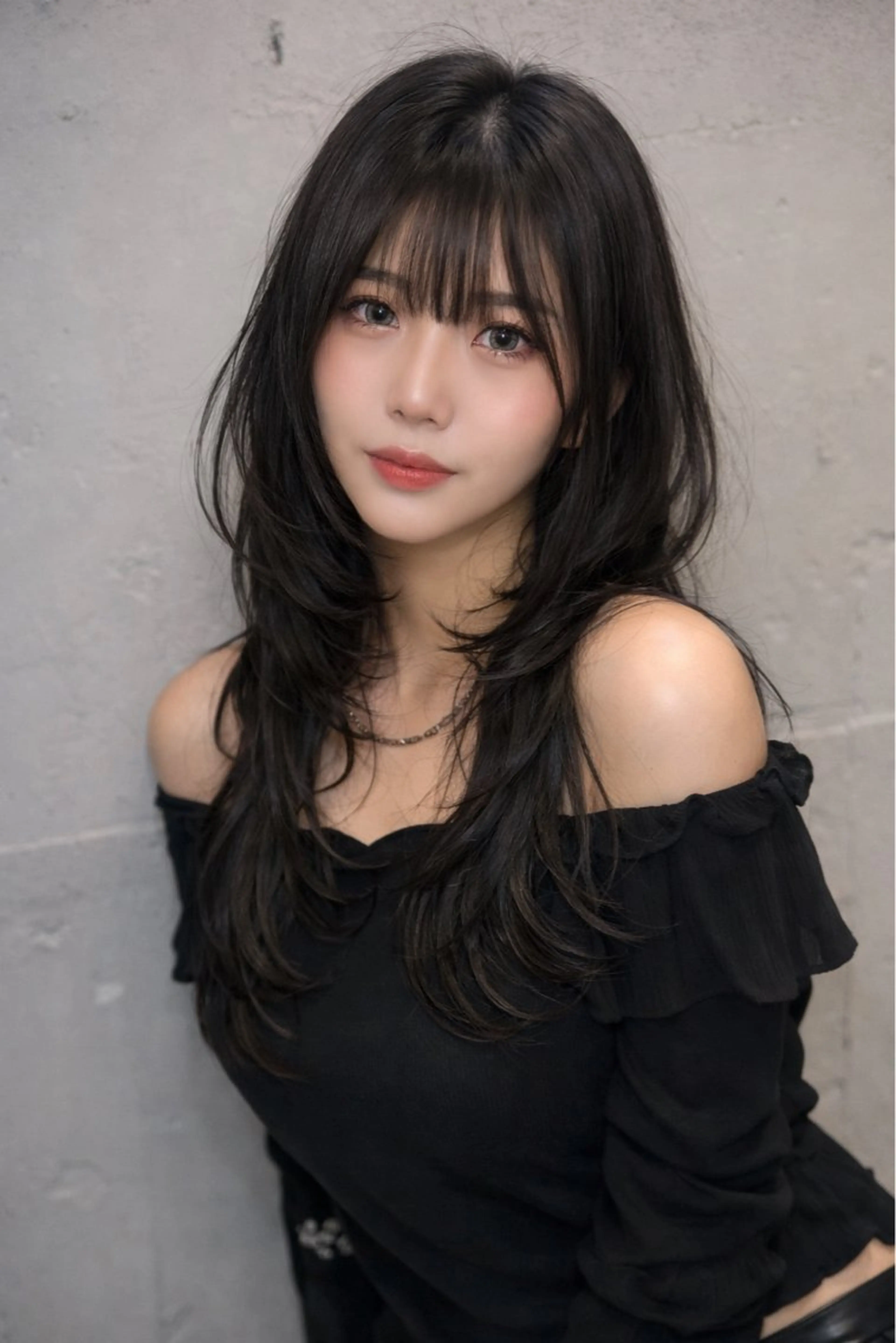 ロング カラー ヘアアレンジ カット ヘアカラー トリートメント ヘッドスパ ヘアセット 韓国レイヤーカット /韓国トレンドカラーのヘアスタイル