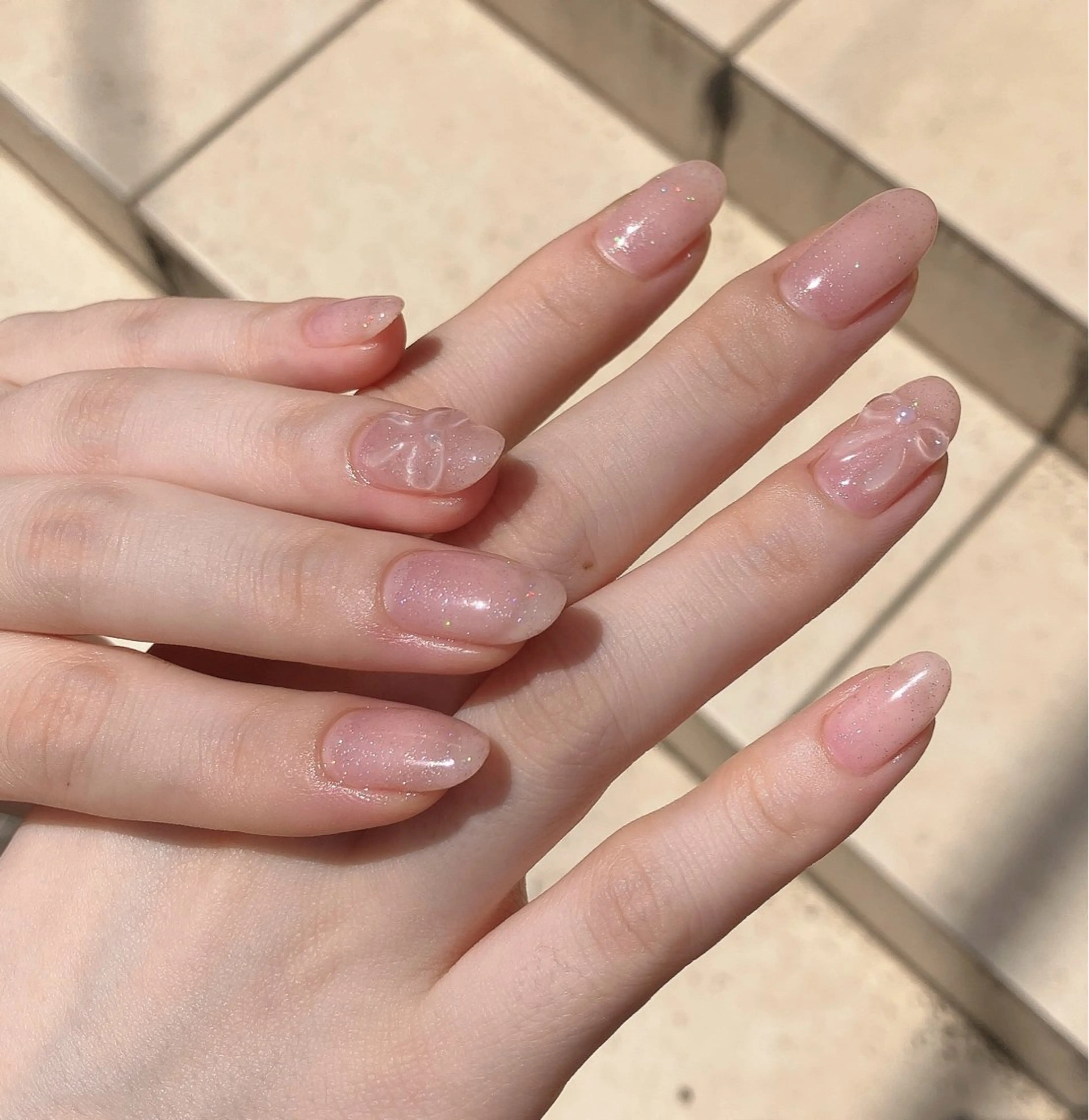 ネイル ワンカラーネイル リボン ハンドネイル nails 🎀meのネイルデザイン