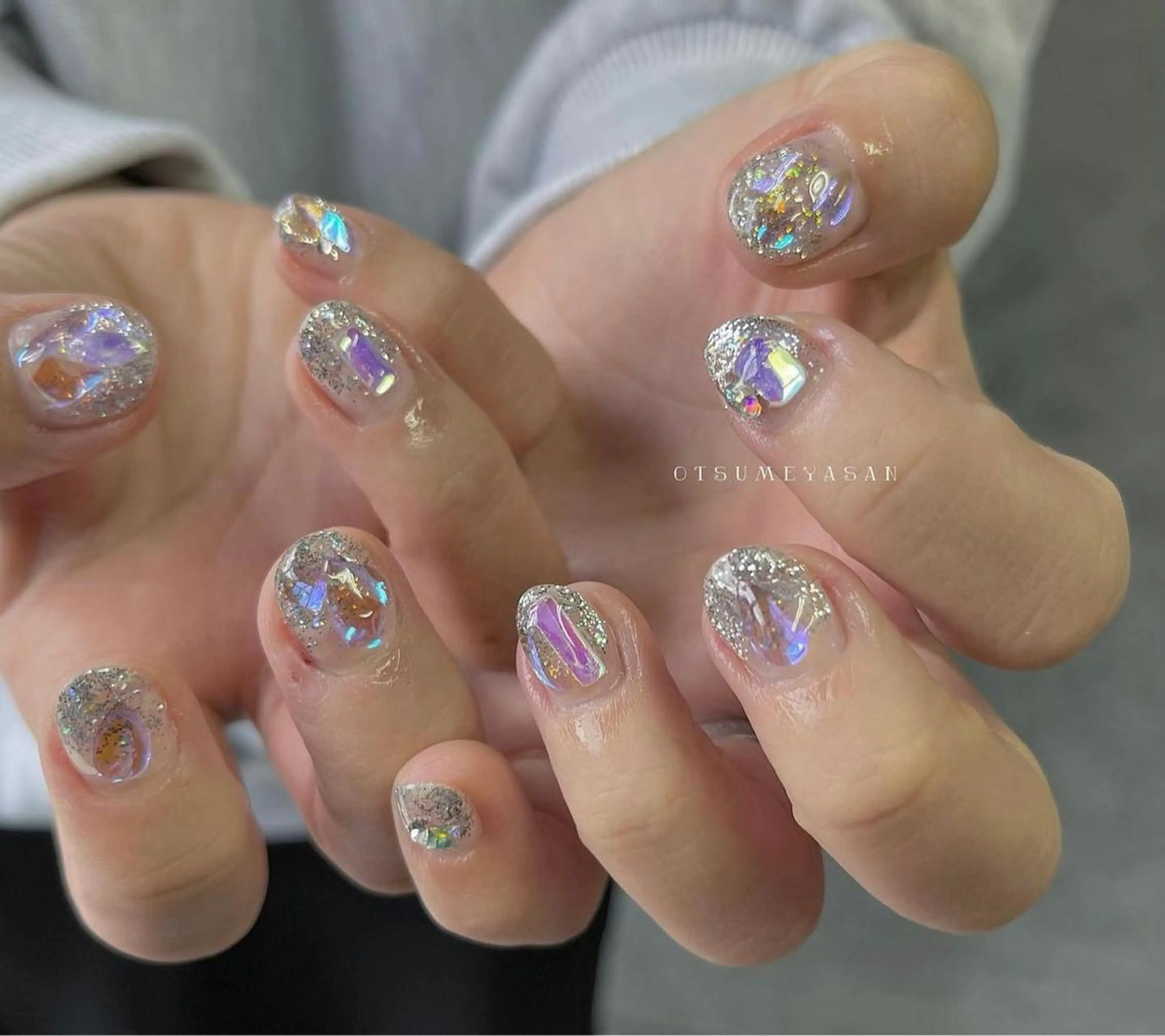 ネイル オーロラネイル ジェルネイル 韓国ネイル マグネットネイル ミラーネイル otsumeyasan所属・わたなべ ちかのネイルデザイン