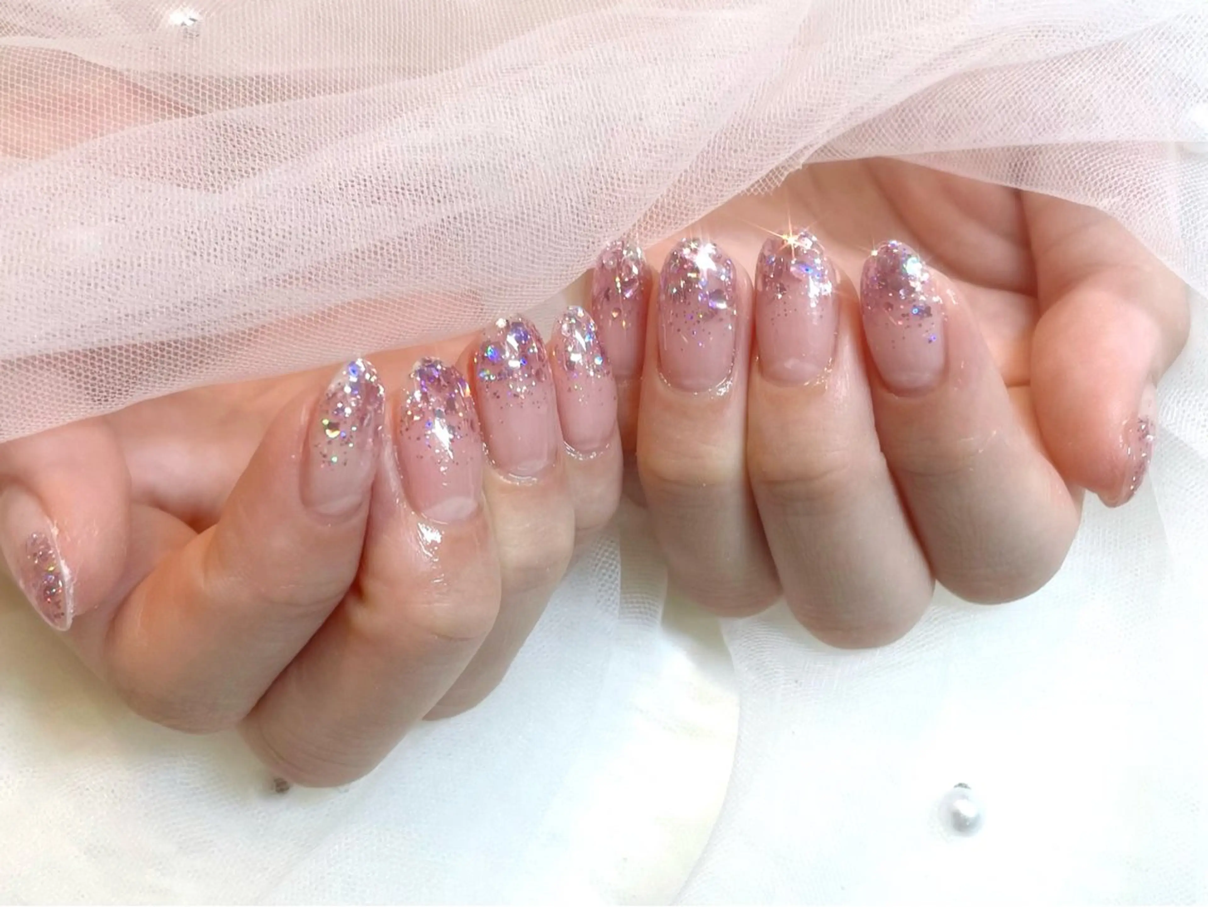 ネイル グラデーション ラメ(グリッター) ラメグラデーション ピンク ハンドネイル ANDY💫 KANONのネイルデザイン