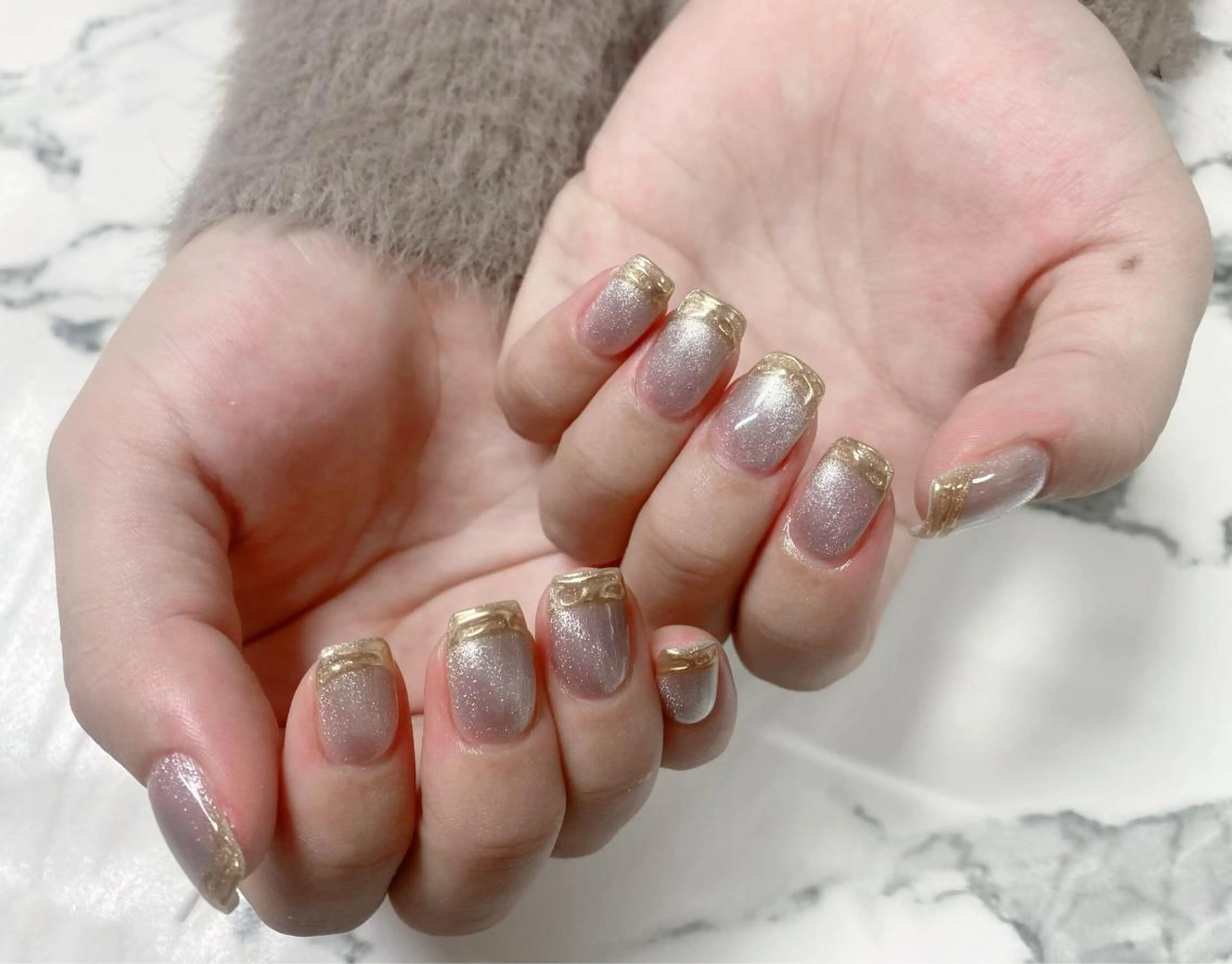 ロング カラー ネイル フレンチネイル マグネットネイル ミラーネイル Q Free nailsのネイルデザイン