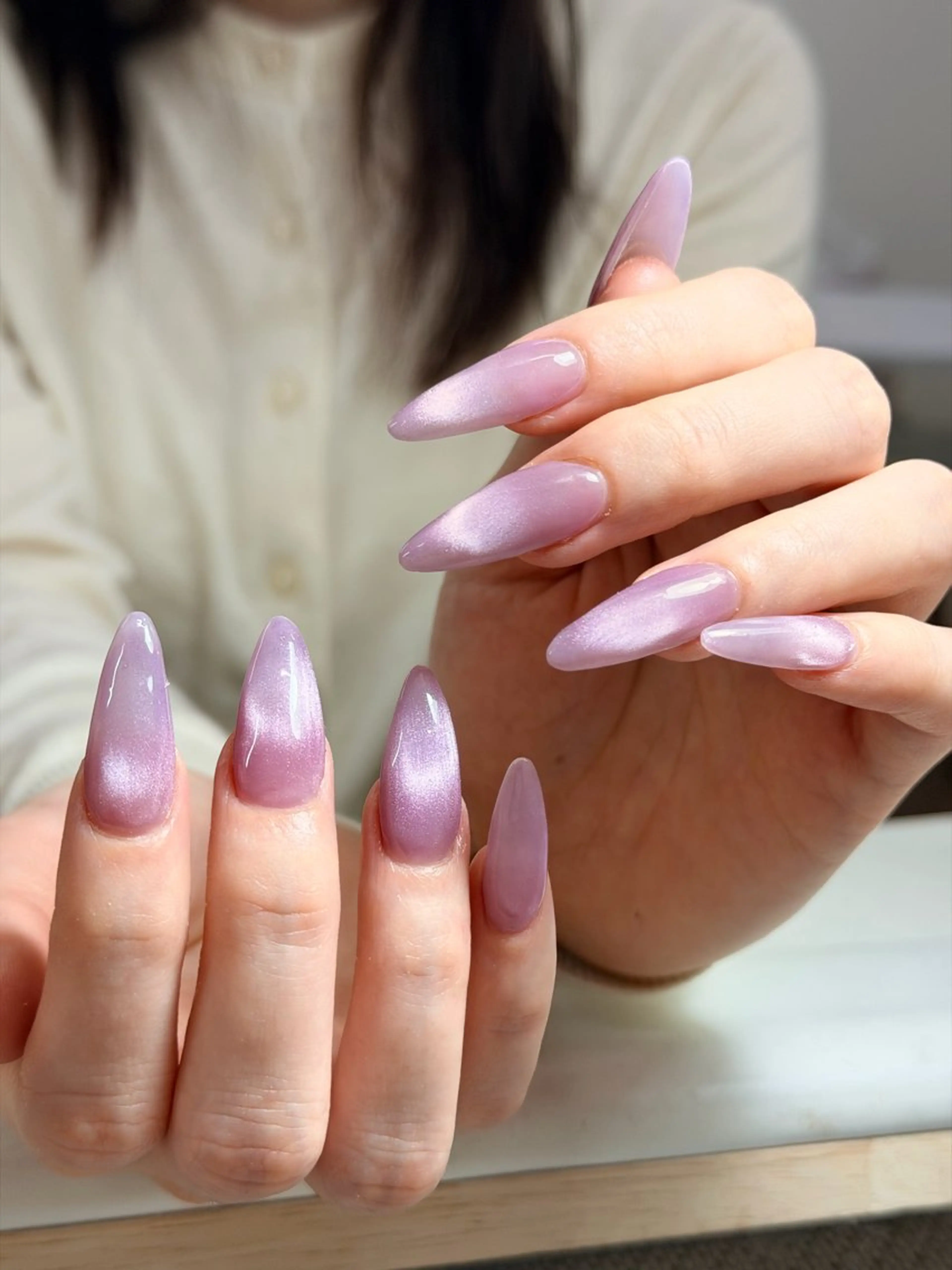 ネイル オーロラネイル ブルー チークネイル フットネイル フレンチネイル ハンドネイル Hana ハナのネイルデザイン