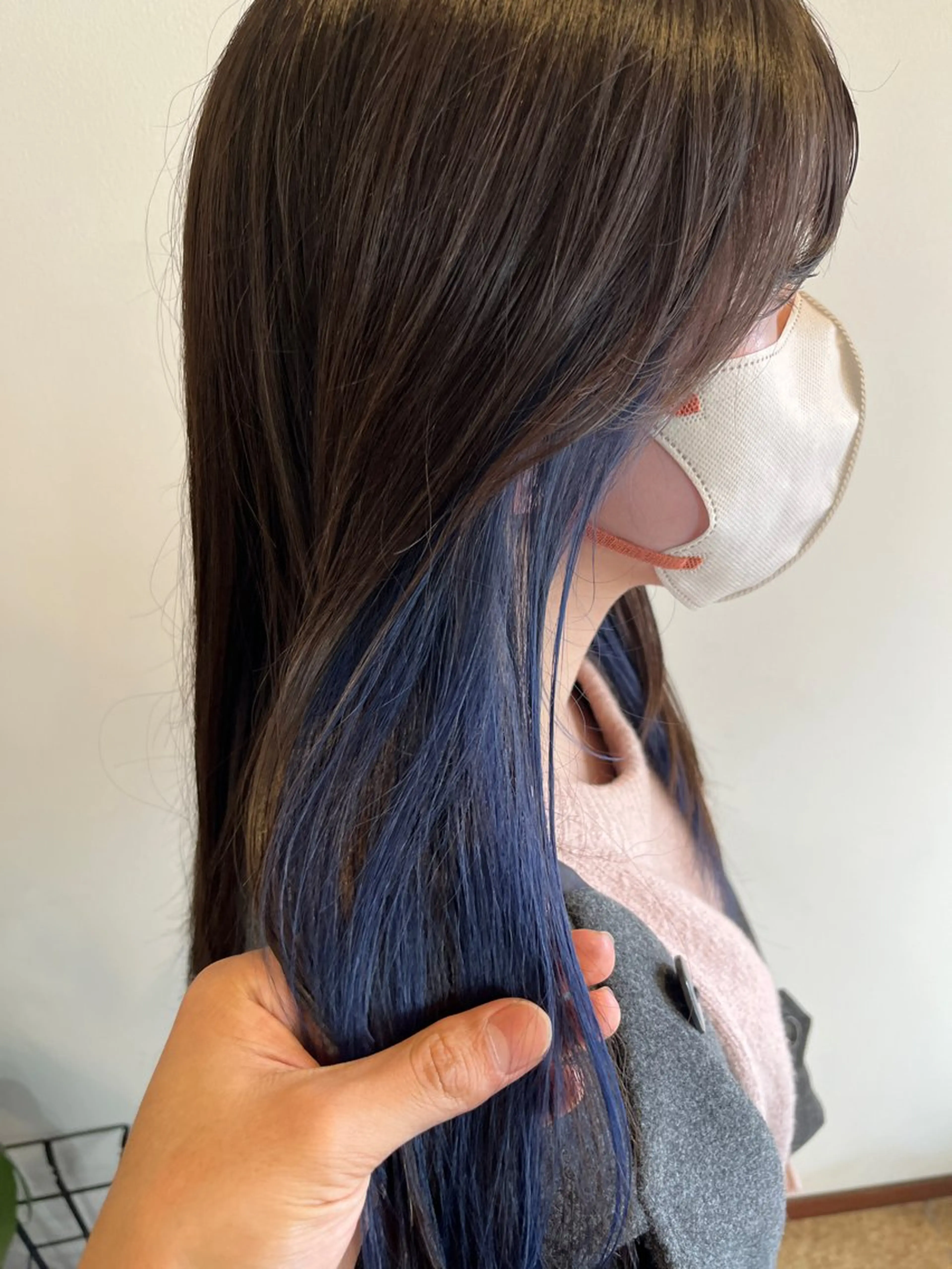 ロング カラー ブルーカラー インナーカラー オートクチュールランコントレ西京極店所属・今在家 玲【艶髪スト レート/メンズ特化】のヘアスタイル