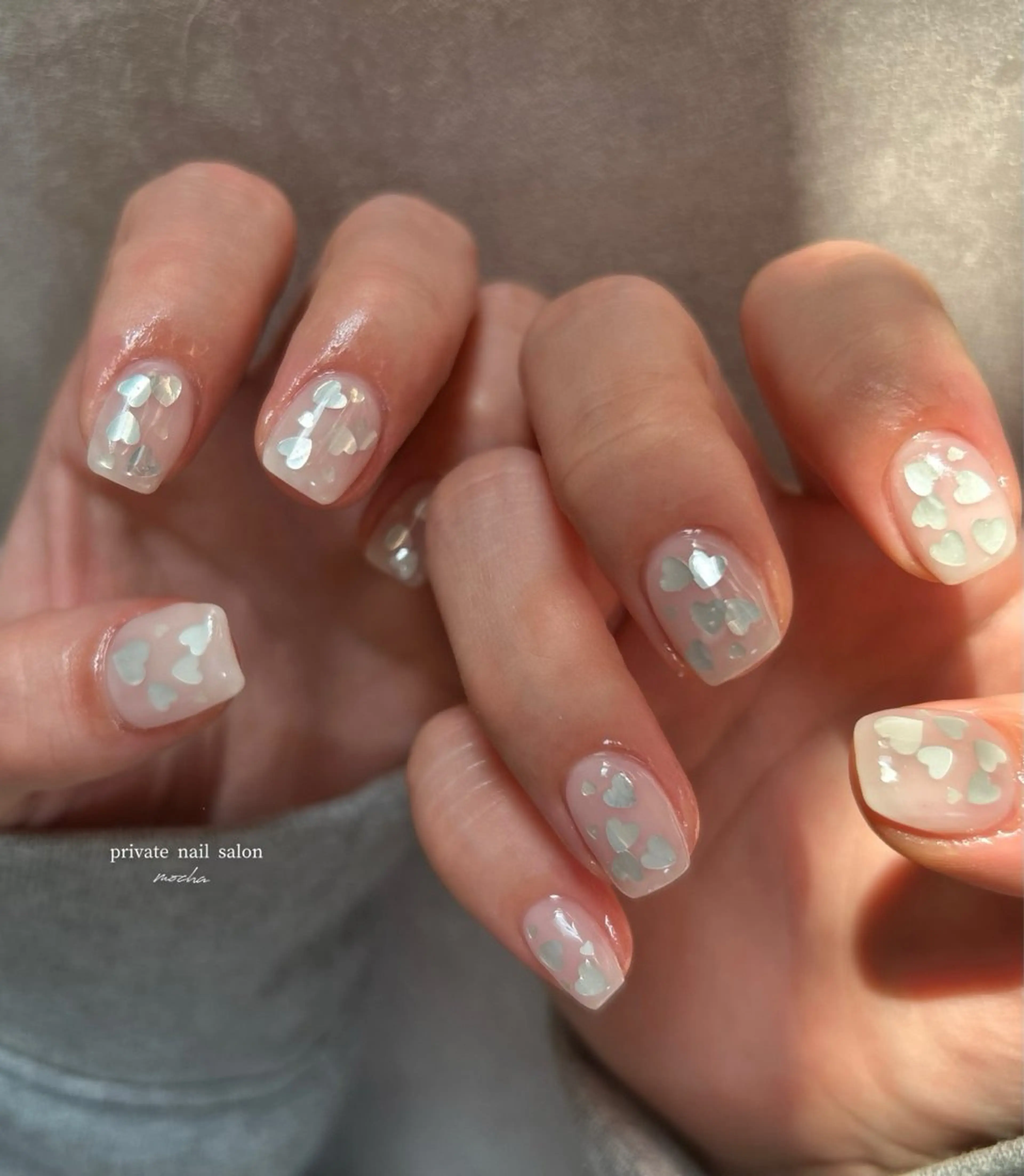 ネイル カジュアル フレンチネイル マグネットネイル ミラーネイル ニュアンスネイル ハンドネイル mocha nailのネイルデザイン