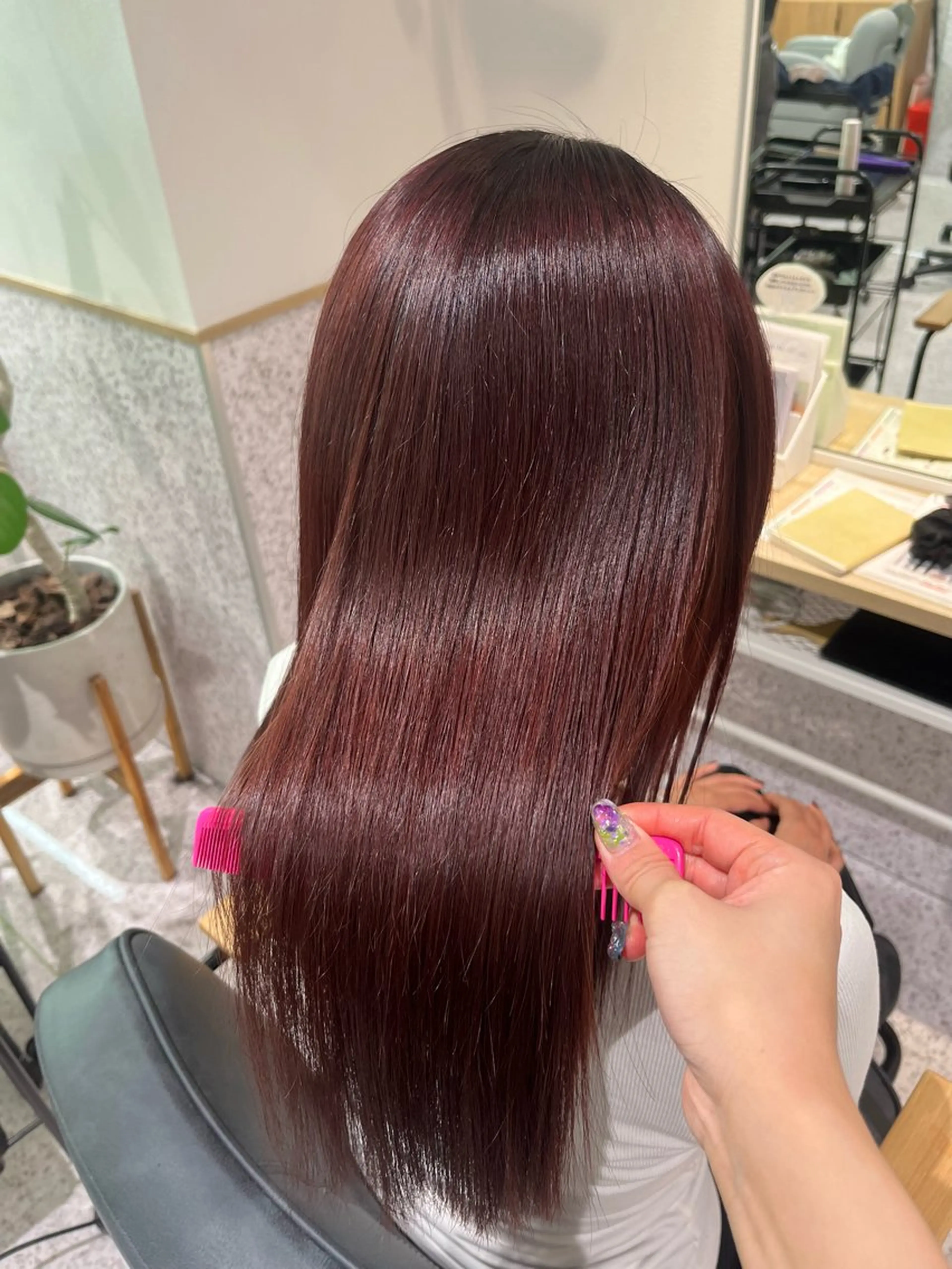 セミロング セミロングパーマ 顔周りカット ハイライト 髪質改善 韓国風ヘア カット ヘアカラー トリートメント 髪質改善&艶カラー/ ほんだあみ (♡)のヘアスタイル