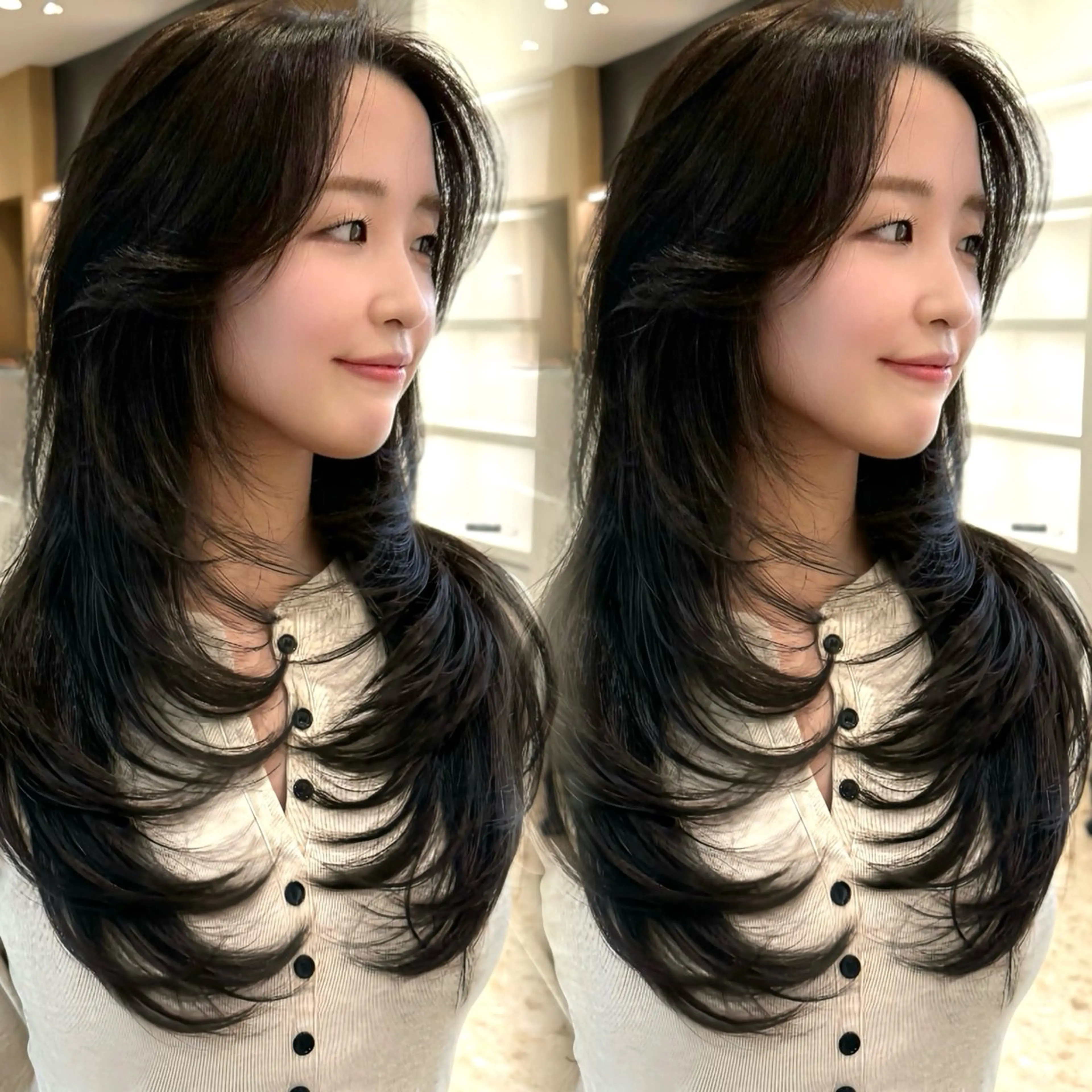 ロング カラー レイヤーカット レイヤー/艶カラー /韓国ヘア/高松のヘアスタイル