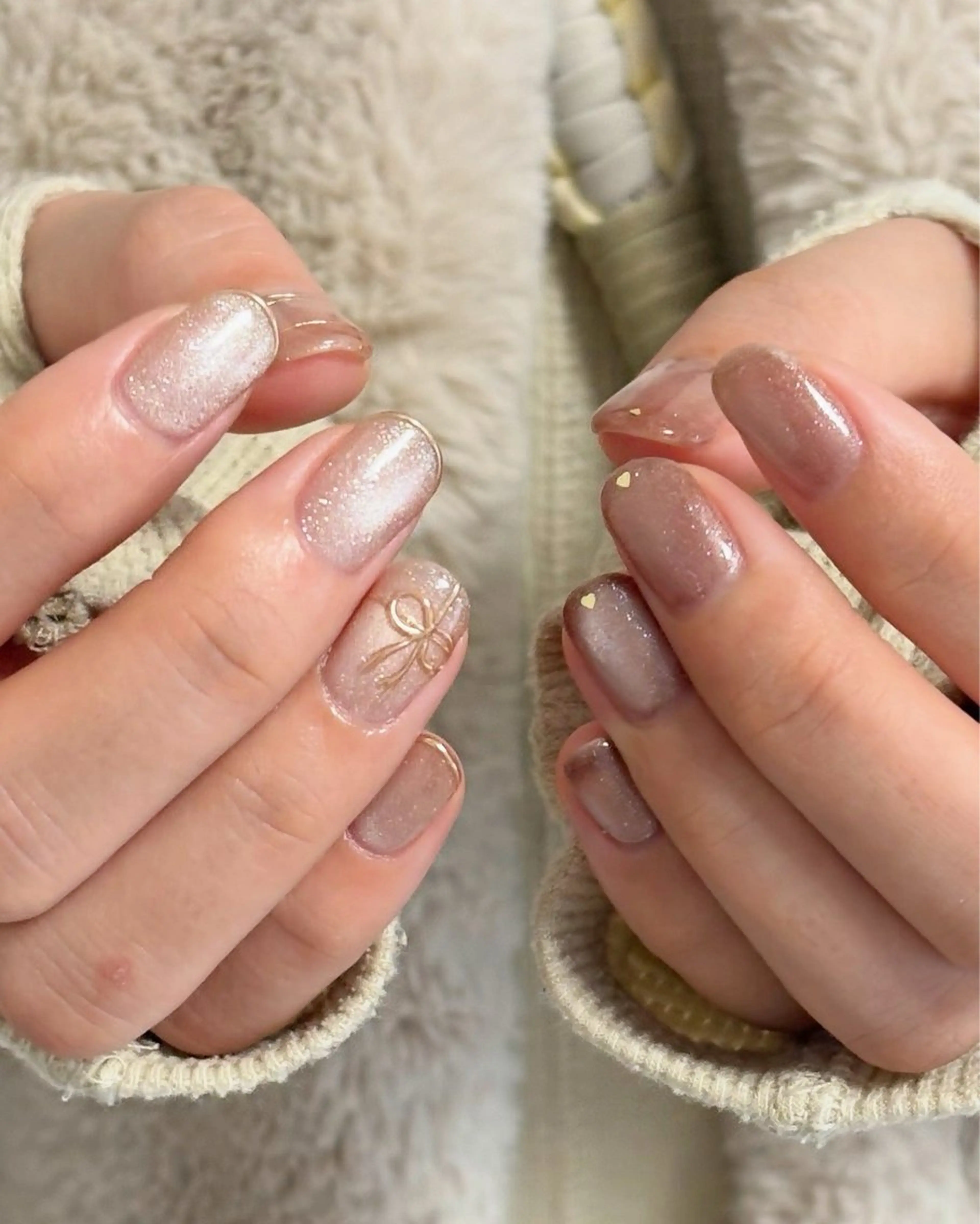 ネイル 成人式 ハート マグネットネイル ワンカラーネイル リボン ハンドネイル Lull ネイル/ HBL/ハンドケアのネイルデザイン