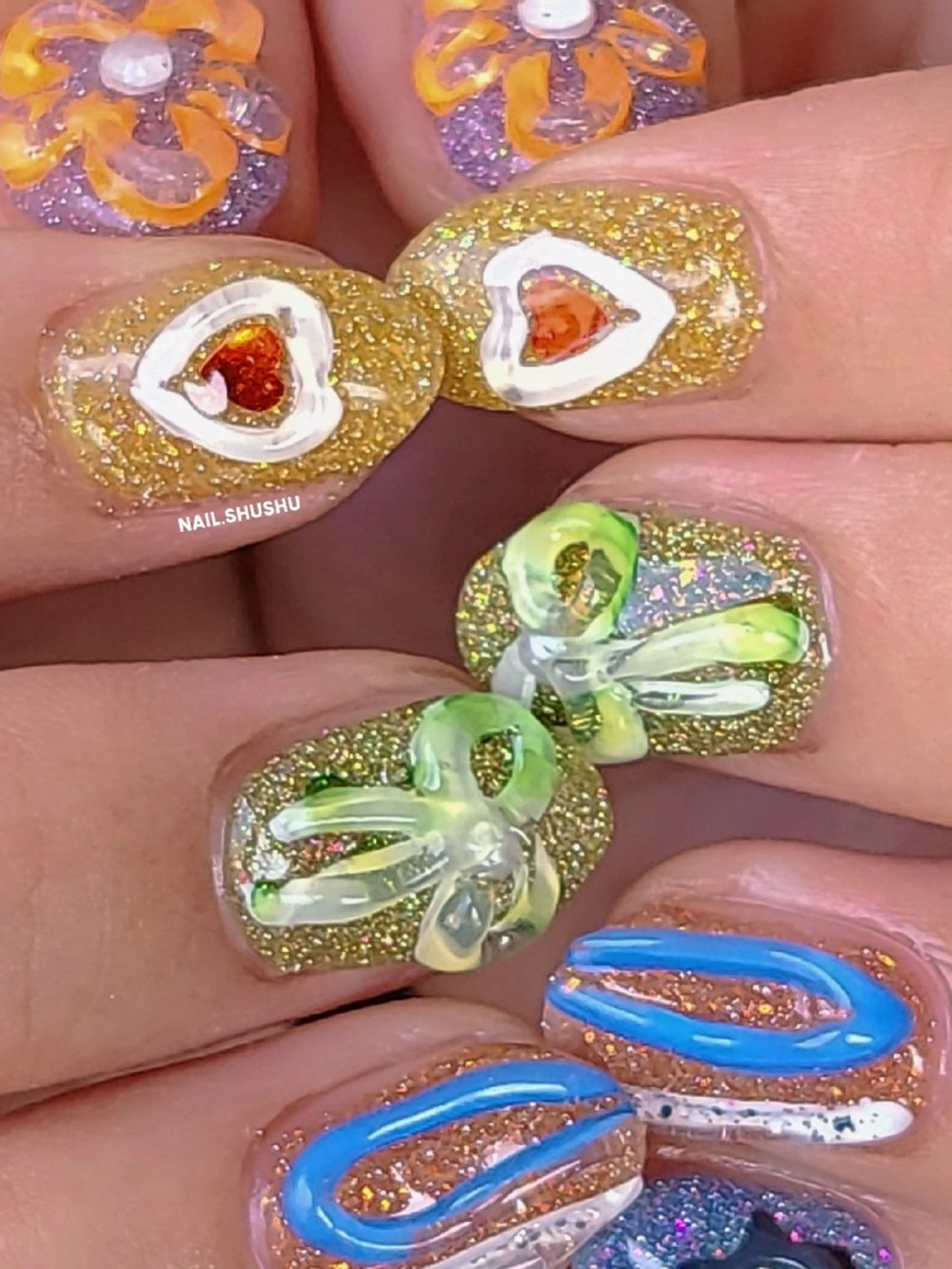 ネイル ハンドネイル 3dパーツ/流行り 👧shushu❤️のネイルデザイン