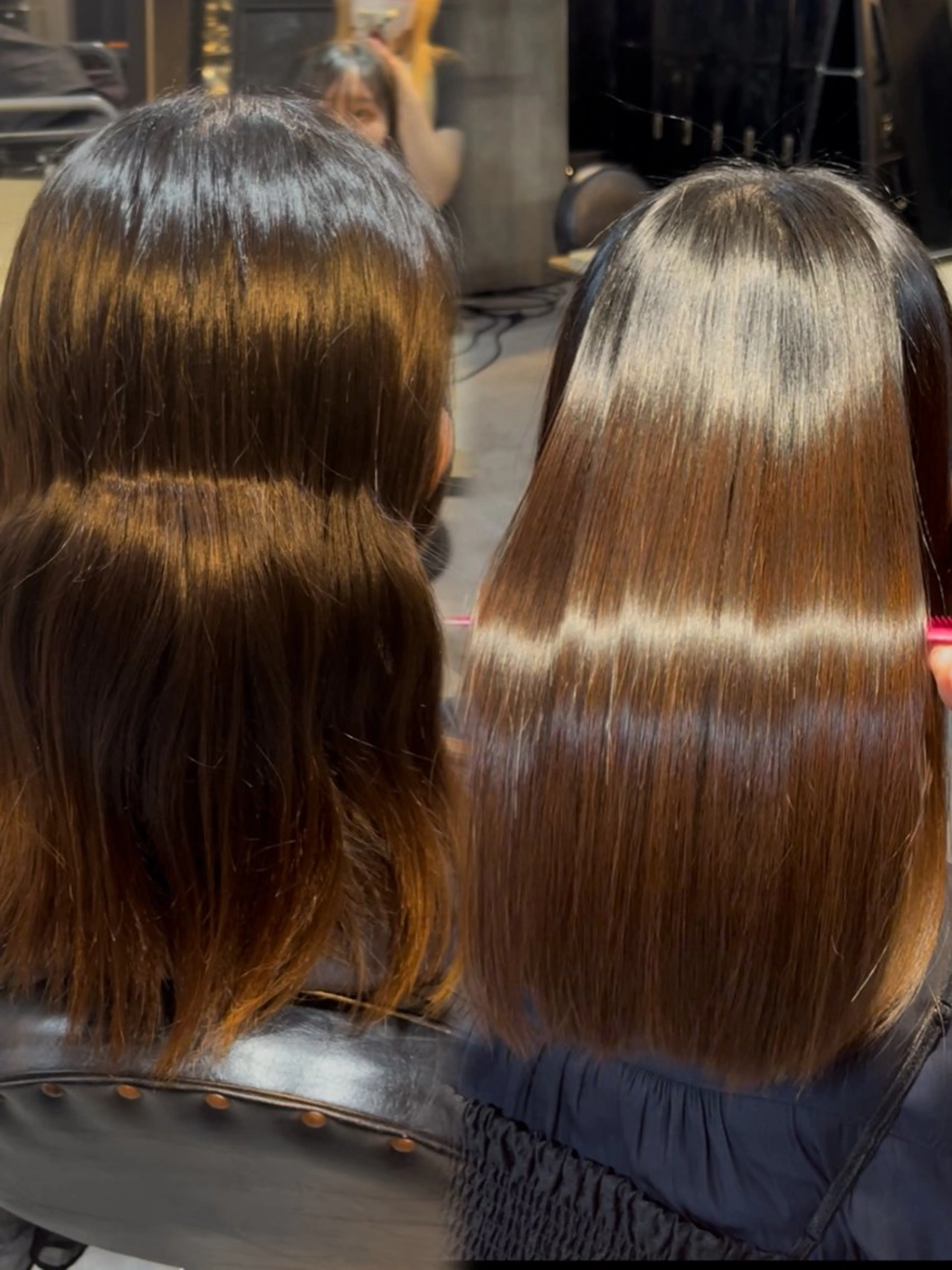 ミディアム 縮毛矯正 ブリーチなしWカラー あずさのヘアスタイル