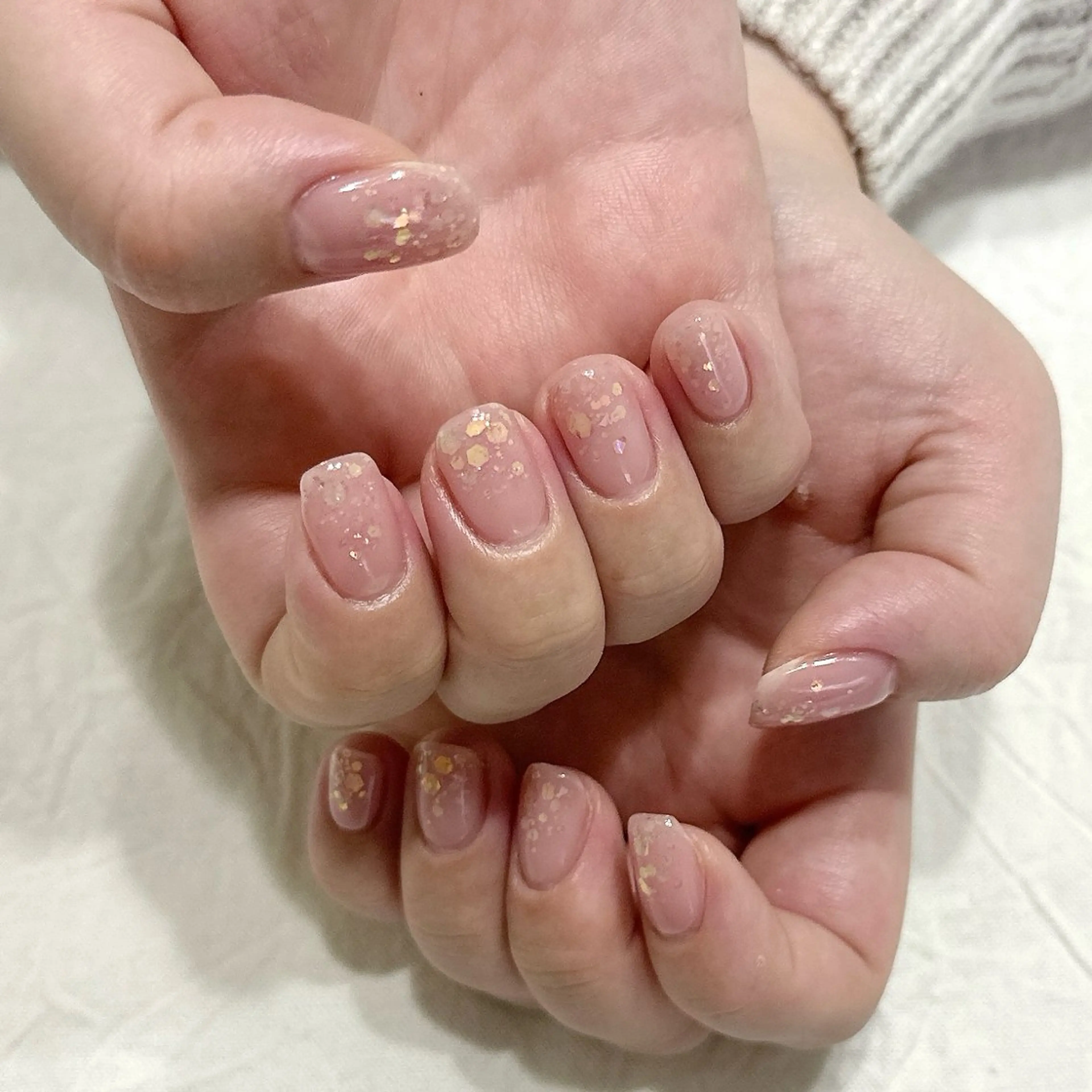 ネイル オーロラネイル ラメ(グリッター) ピンク ハンドネイル peaberry nailのネイルデザイン