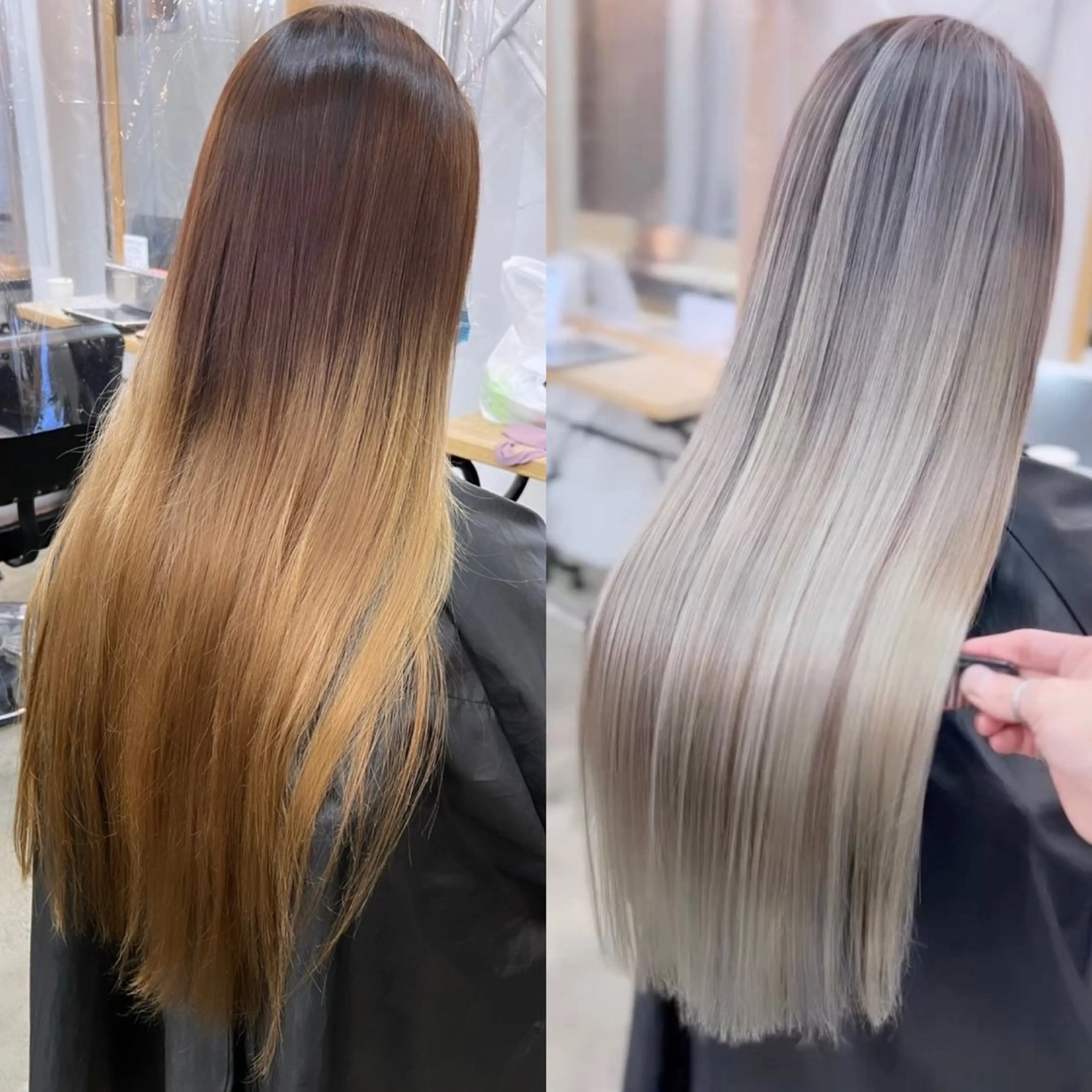 ロング あやめ🪽 オリーブ/ハイトーンのヘアスタイル