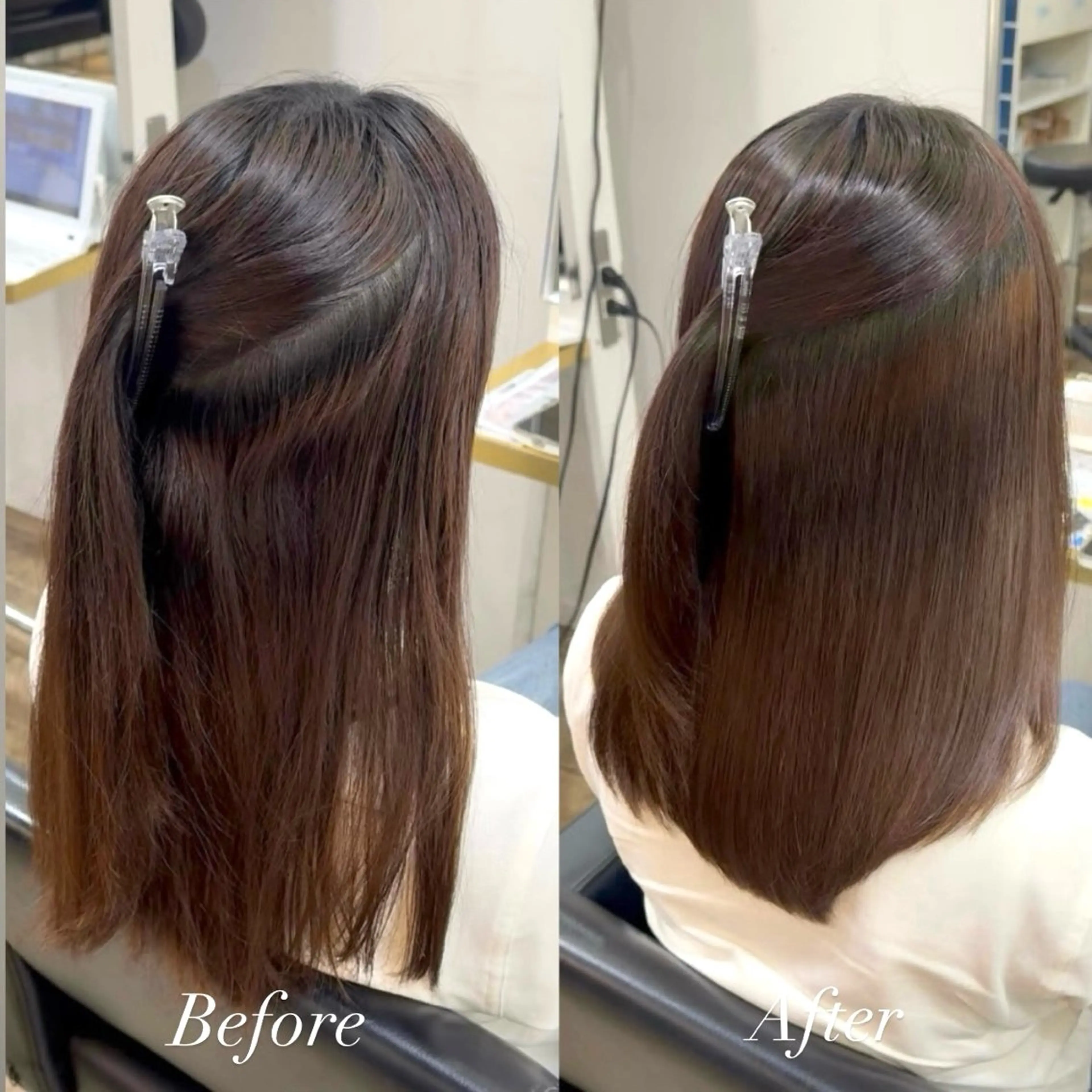 セミロング カット 縮毛矯正 髪質改善特化／透明感 カラー／ＡＫＡＮＥ♡のヘアスタイル