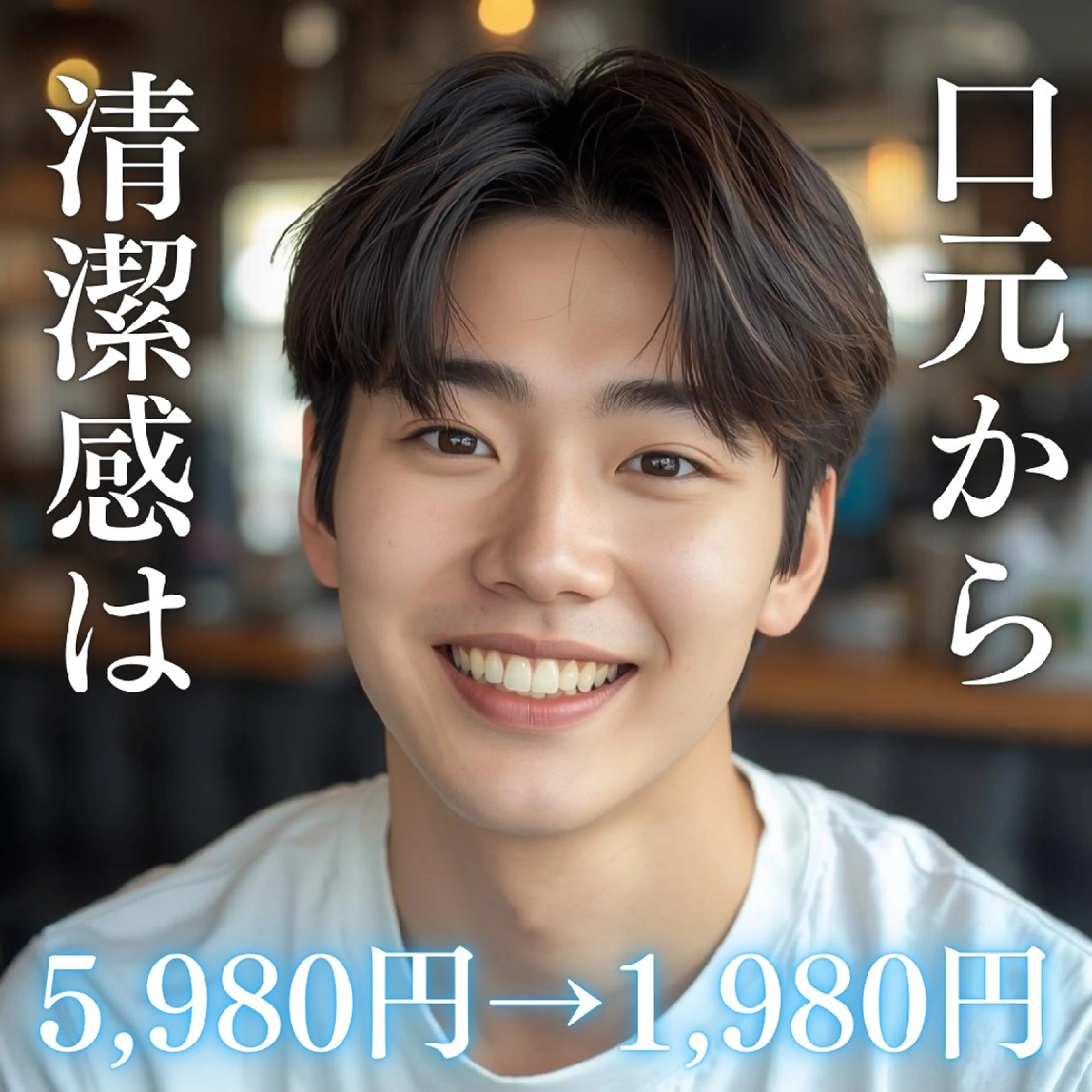 【メンズセルフホワイトニング】5980円→1980円/天神エリア最長30分照射💡コーヒーやタバコの頑固黄ばみにも✨の写真