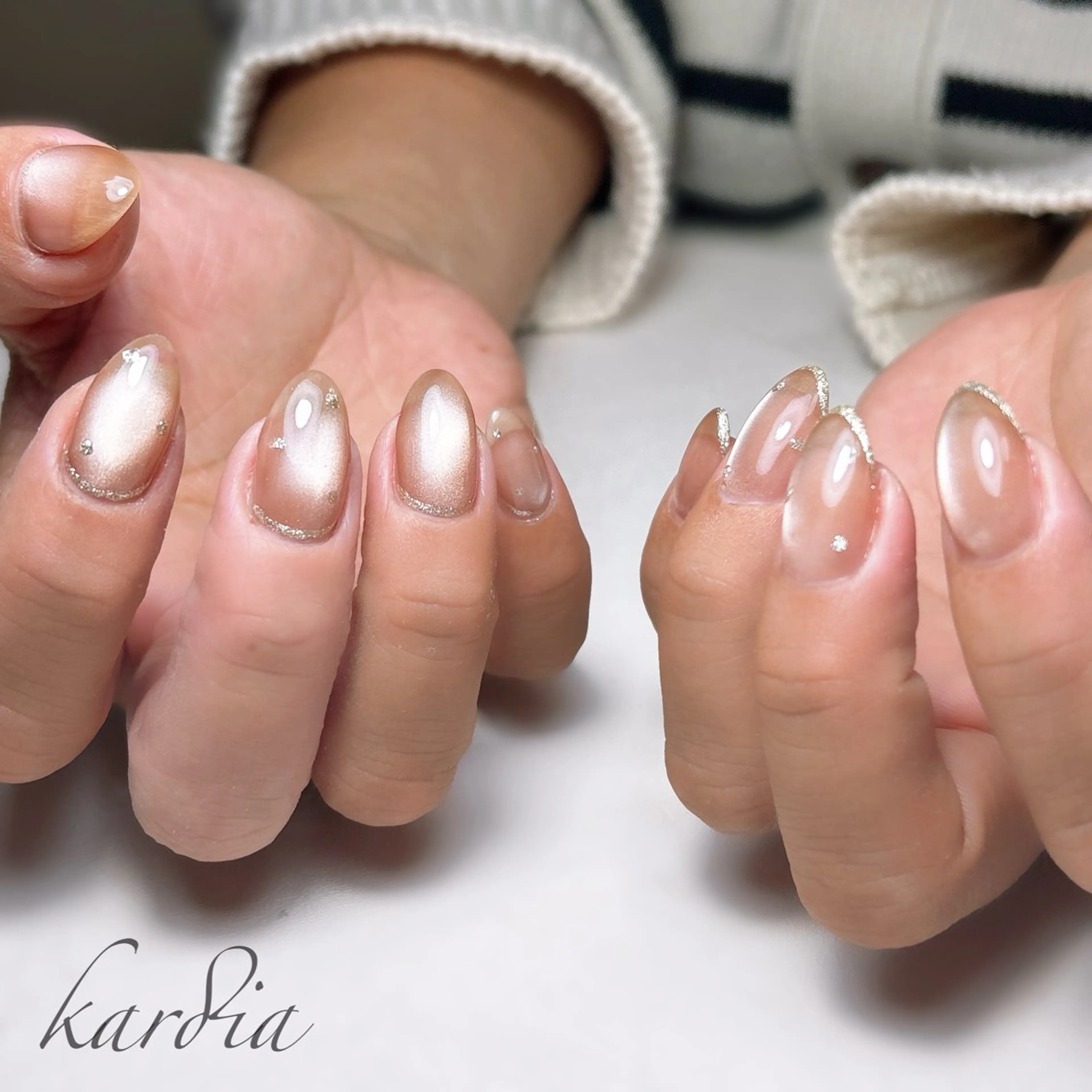 ネイル ハンドネイル καρδιά -ｶﾙﾃﾞｨｱ-のネイルデザイン