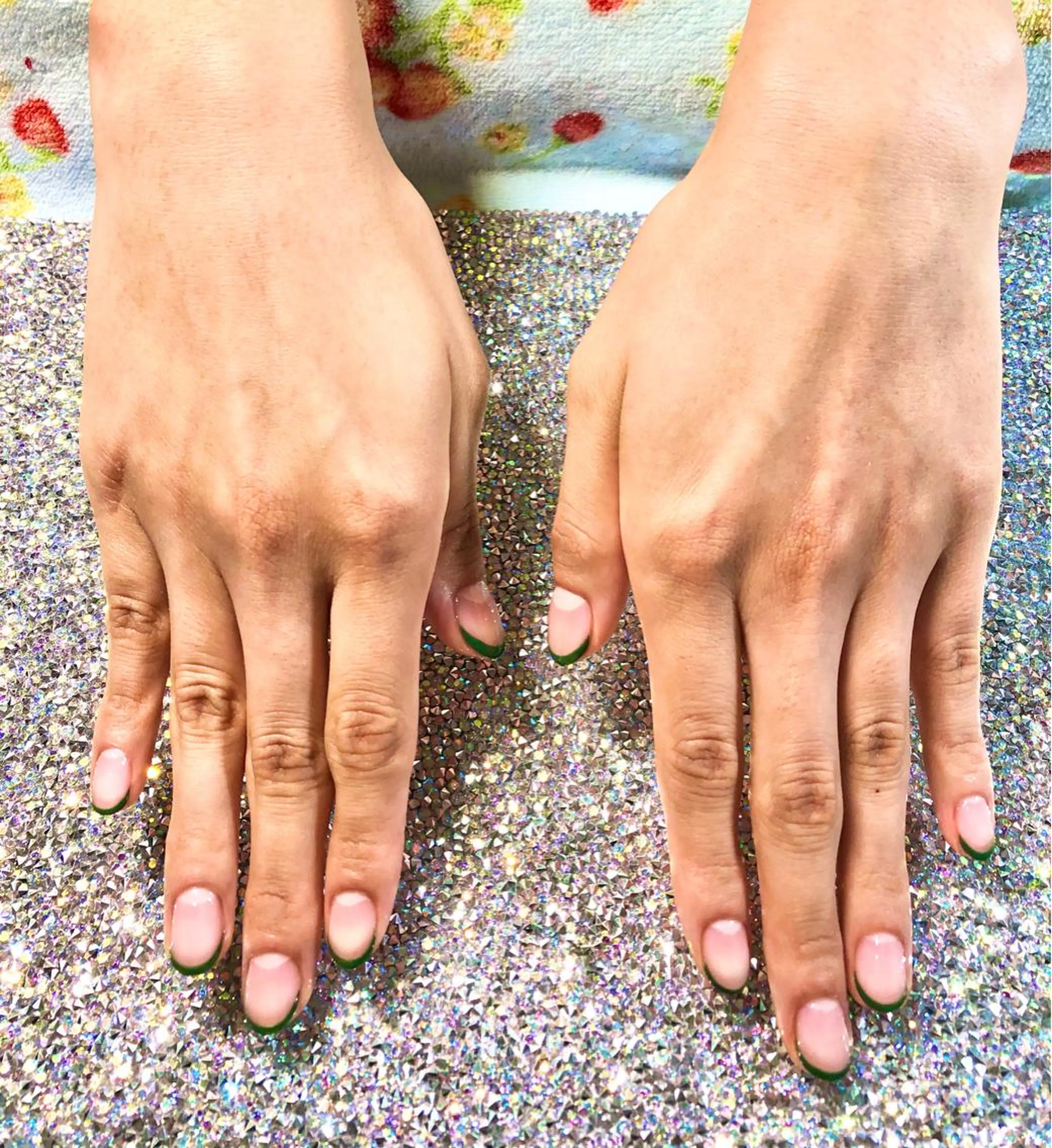 ネイル フレンチネイル ジェルネイル グリーン ハンドネイル Tairacchi ﾀｲﾗｯﾁのエステ・リラクイメージ