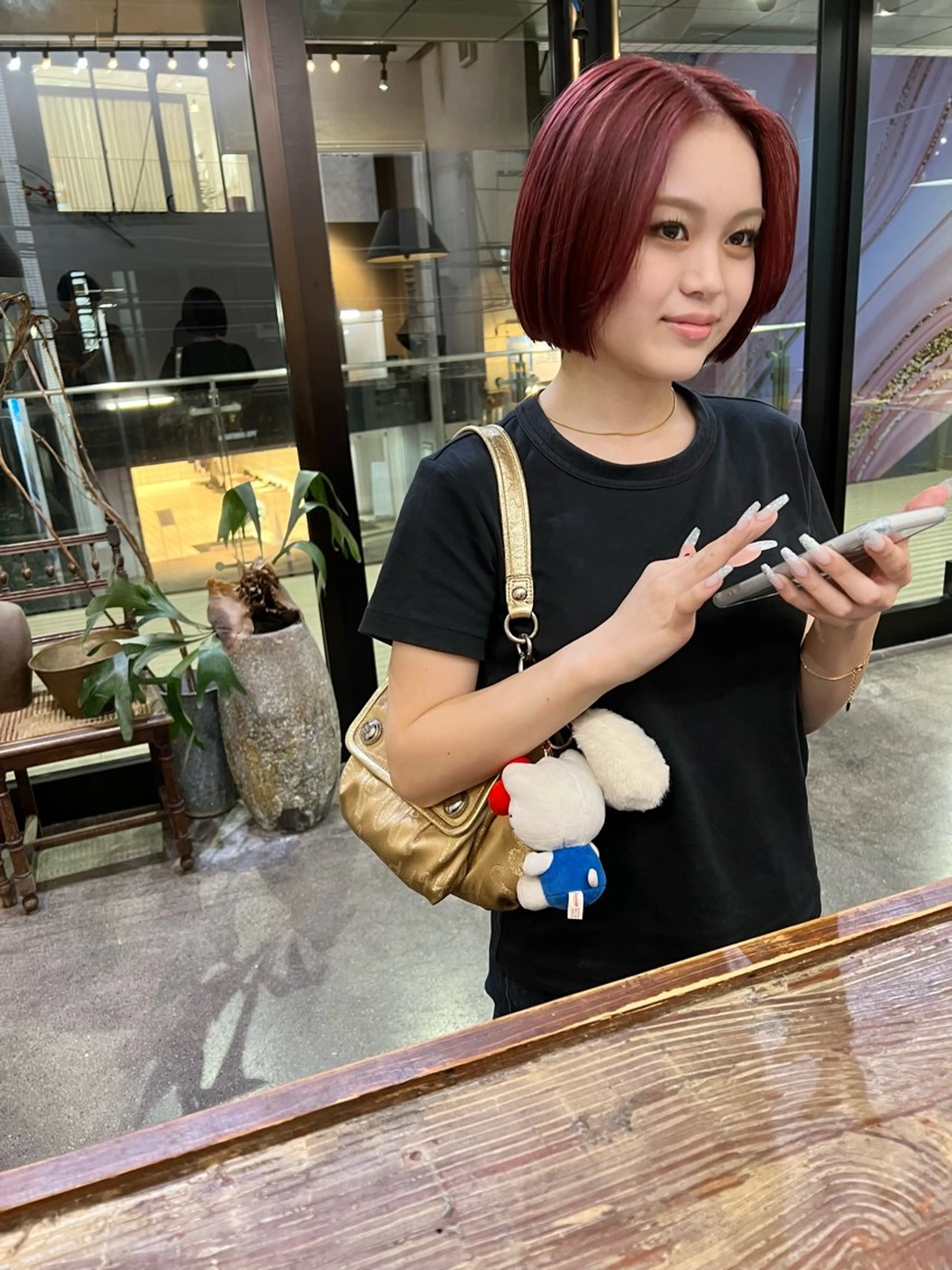 ショート カラー ブリーチ レッドカラー ボブ カット ヘアカラー 千葉 郁也のヘアスタイル