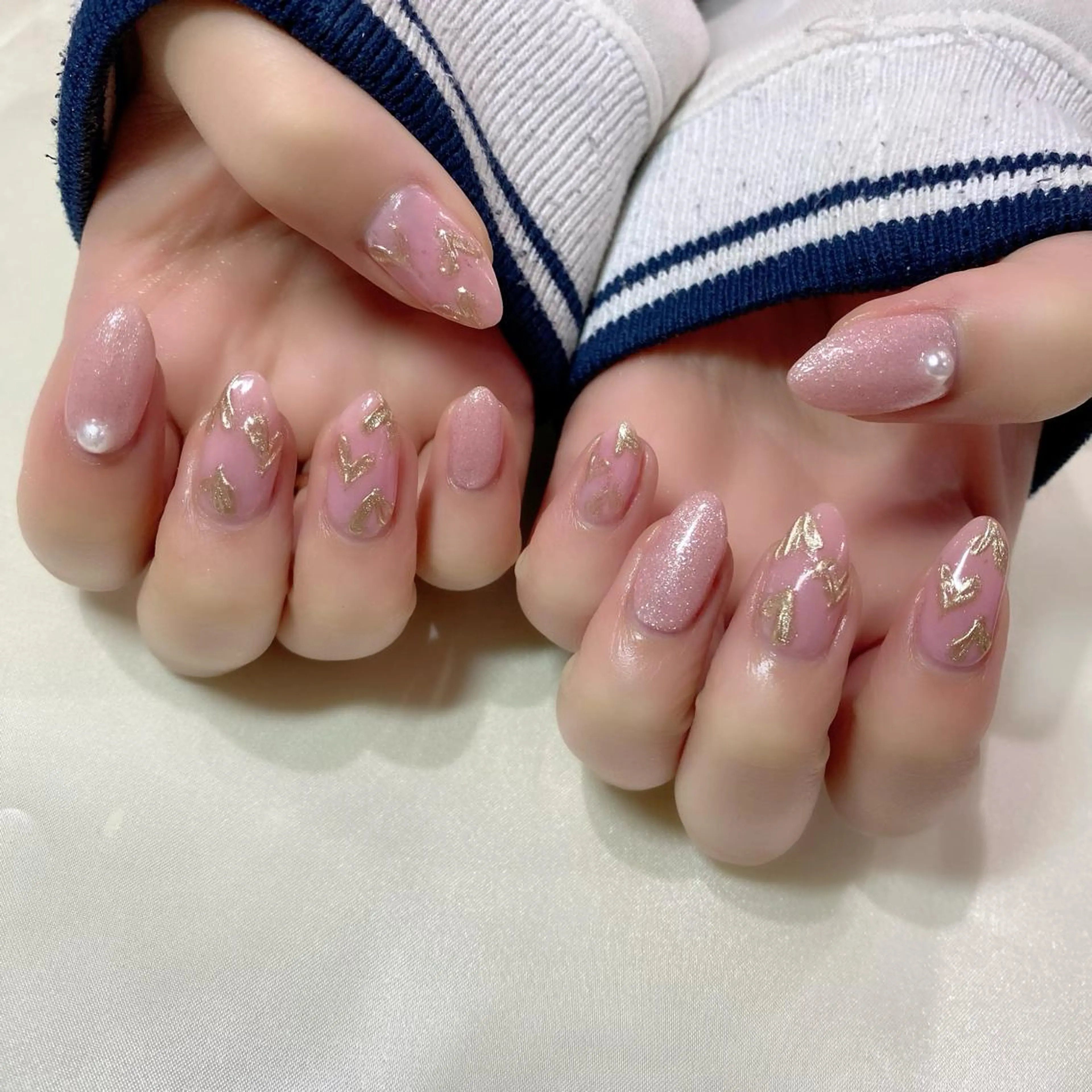 ネイル ハート キラキラネイル ミラーネイル 冬ネイル ハンドネイル Salon Kのネイルデザイン