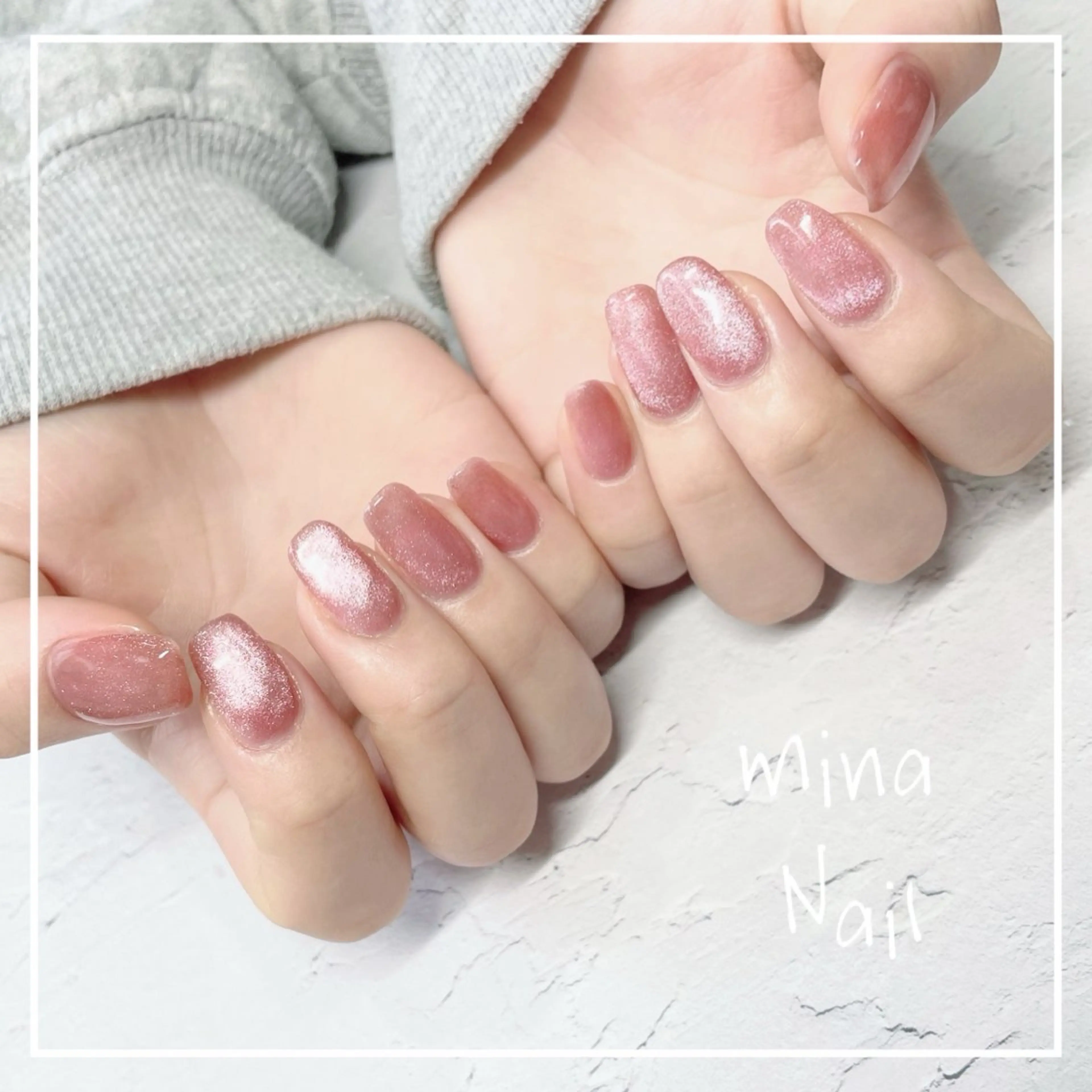 ネイル マグネットネイル ワンカラーネイル ピンク mina Nailのネイルデザイン